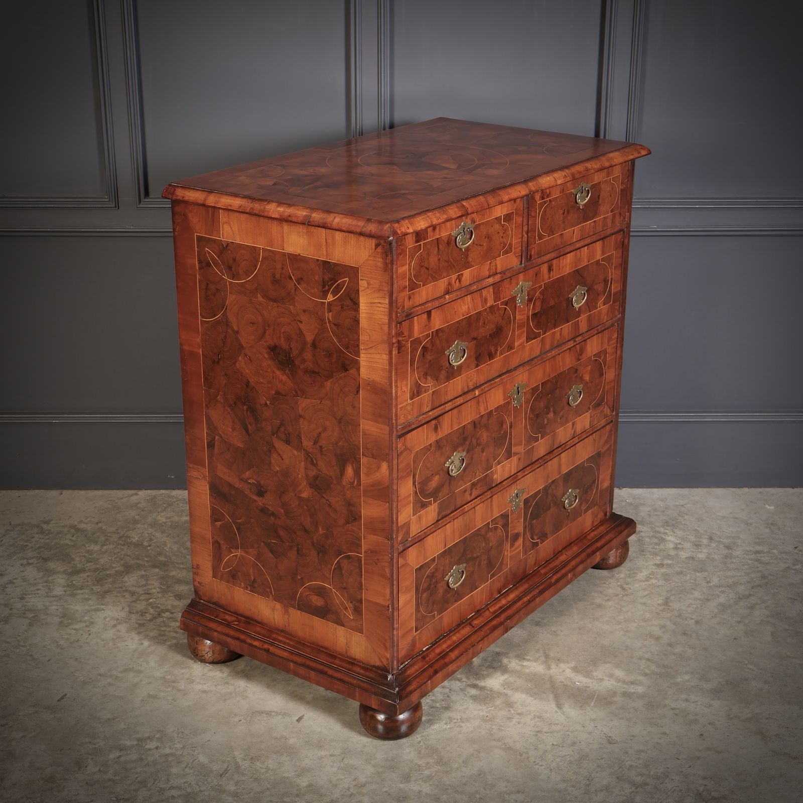 William & Mary Oyster Veneered Chest Of Drawers