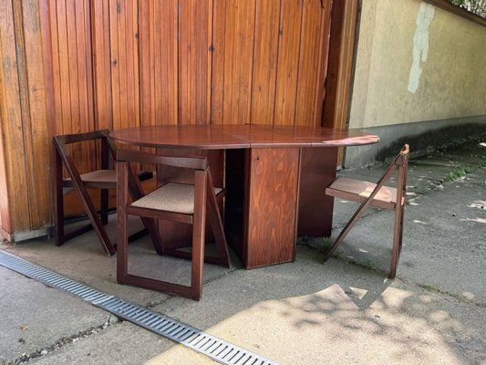 Vintage Folding Chairs And Drop Leaf Dining Table, 1960s, Set Of 5 photo vinterior
