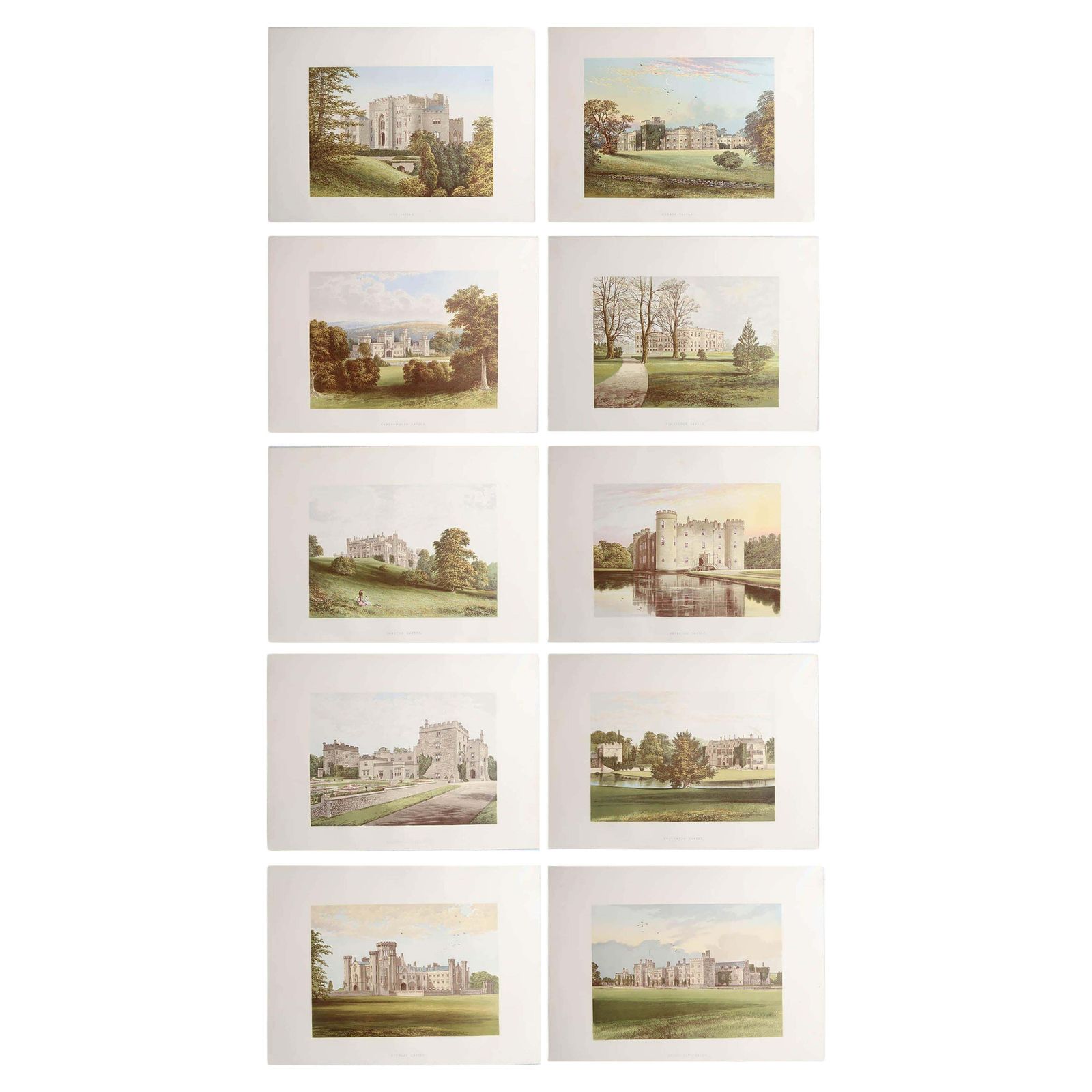 Set Of 10 Original Antique Prints Of British Castles, C.1880