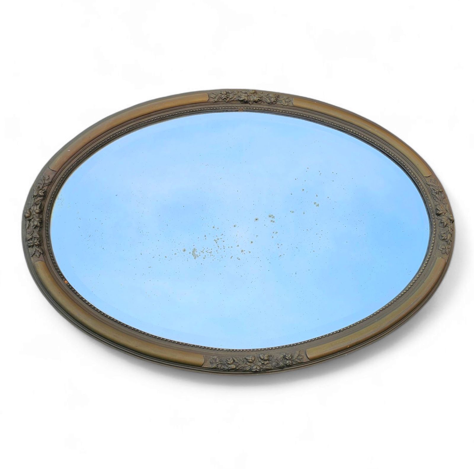 Oval Mirror  Plaster  Wood  1930s  Facet Cut photo furniture