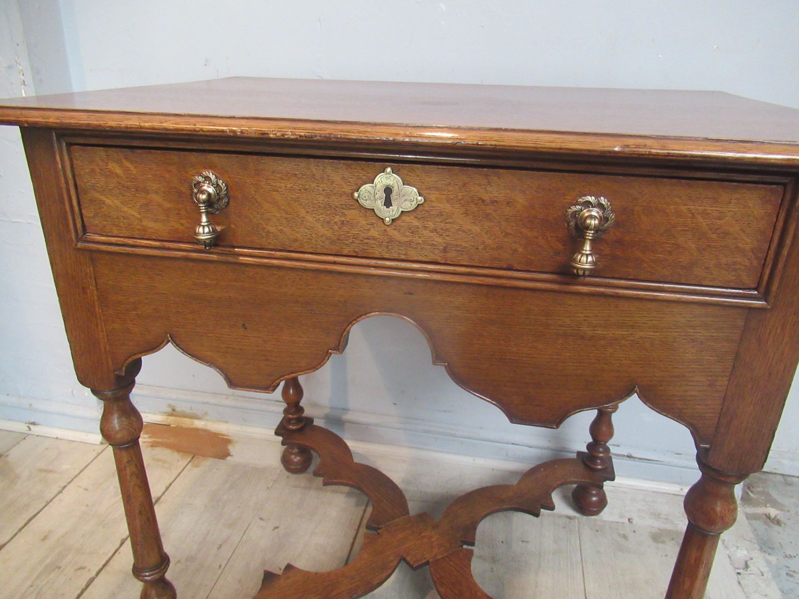Oak Side Table  In The William And Mary Style Dating From Around 1910 photo vinterior