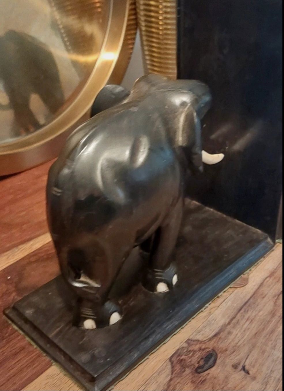 Pair Of Small Antique Elephant Bookends photo vinterior