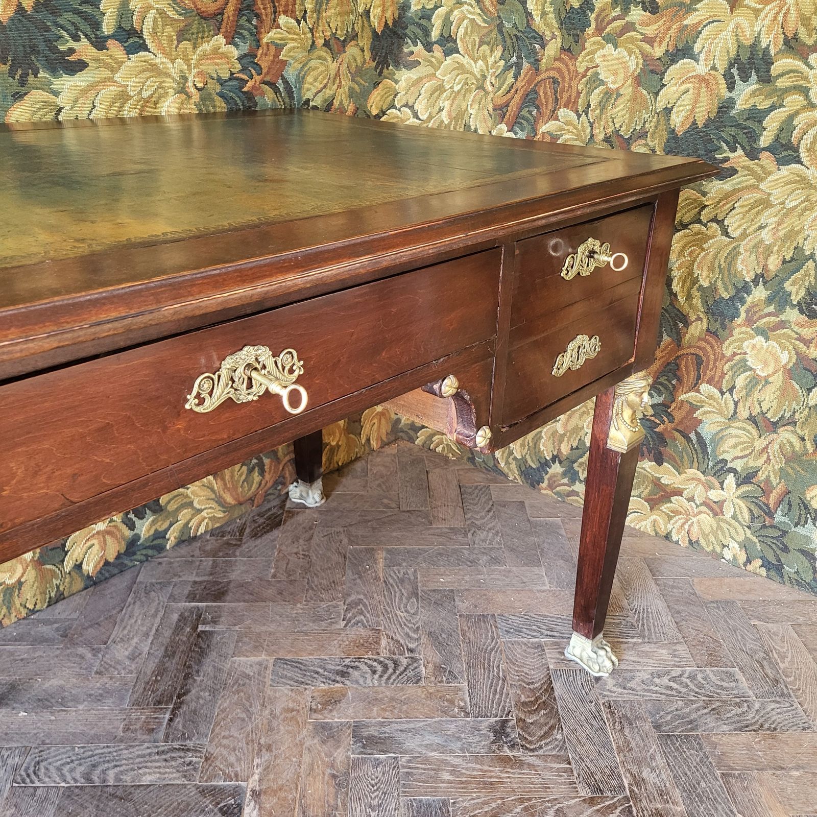 Antique Empire Style Mahogany Freestanding Desk photo vinterior