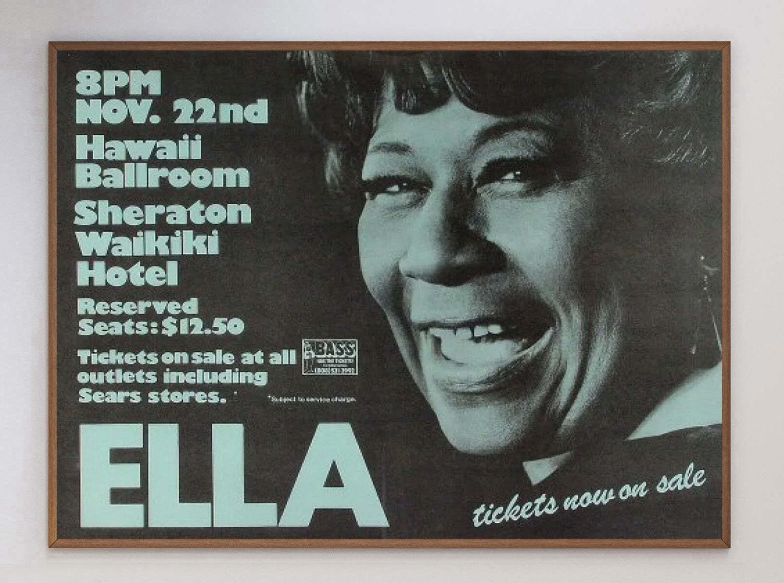 Ella Fitzgerald   Hawaii Ballroom" Original Vintage Poster" photo 371.0