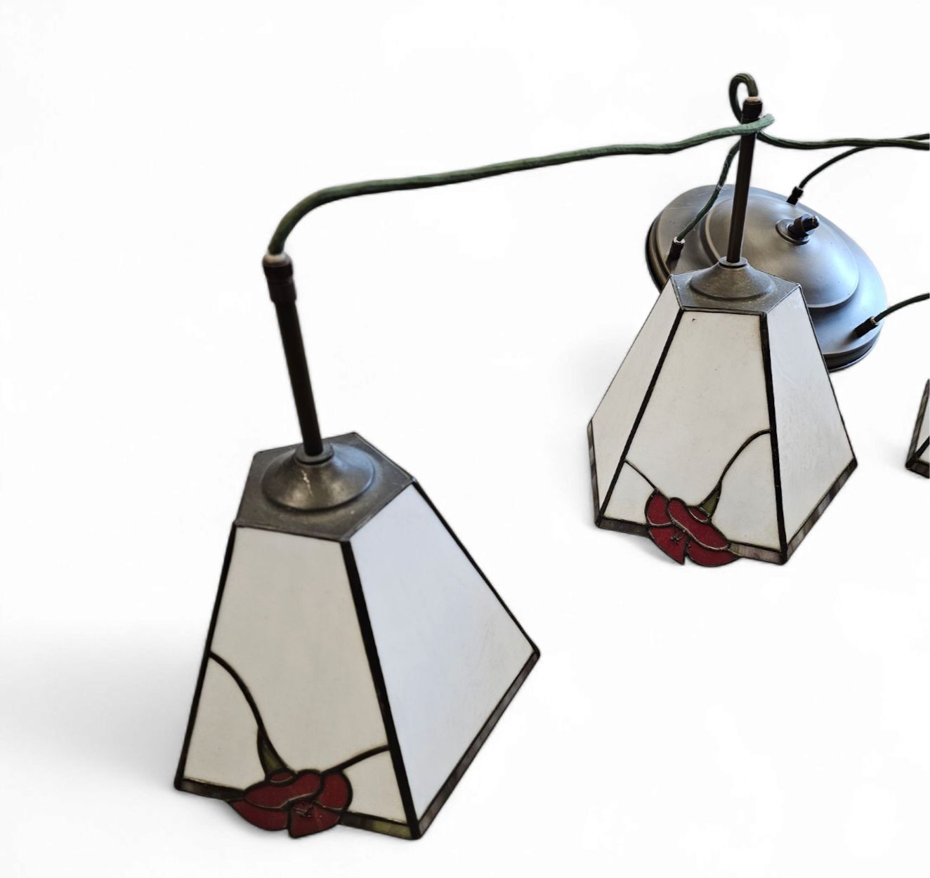 3 Light Chandelier With Glass Shades /Art Deco photo 844.0