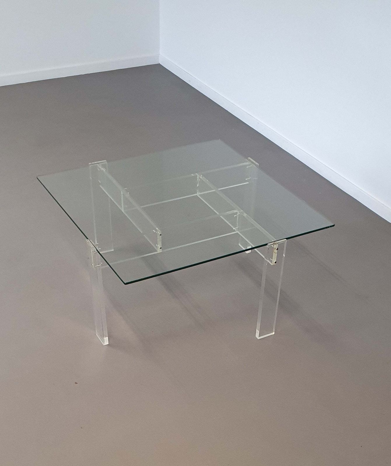 Vintage Coffee Table Made By De Swart. Made Of Acrylic Glass With A Glass Top photo Furniture