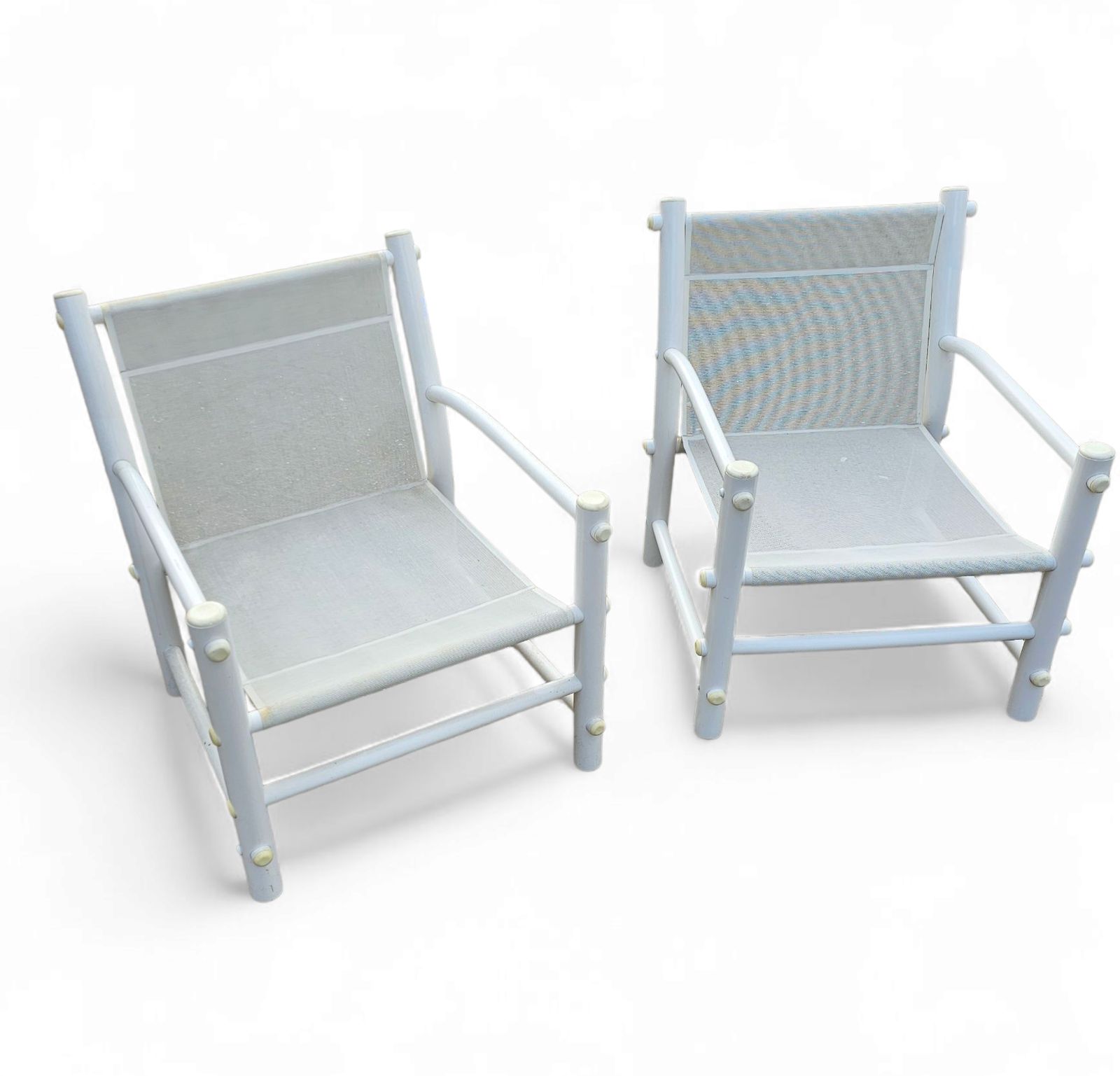 2 X Plastic / Pvc Pipe / Mesh / Indoor / Outdoor Chairs / 1970s photo Furniture