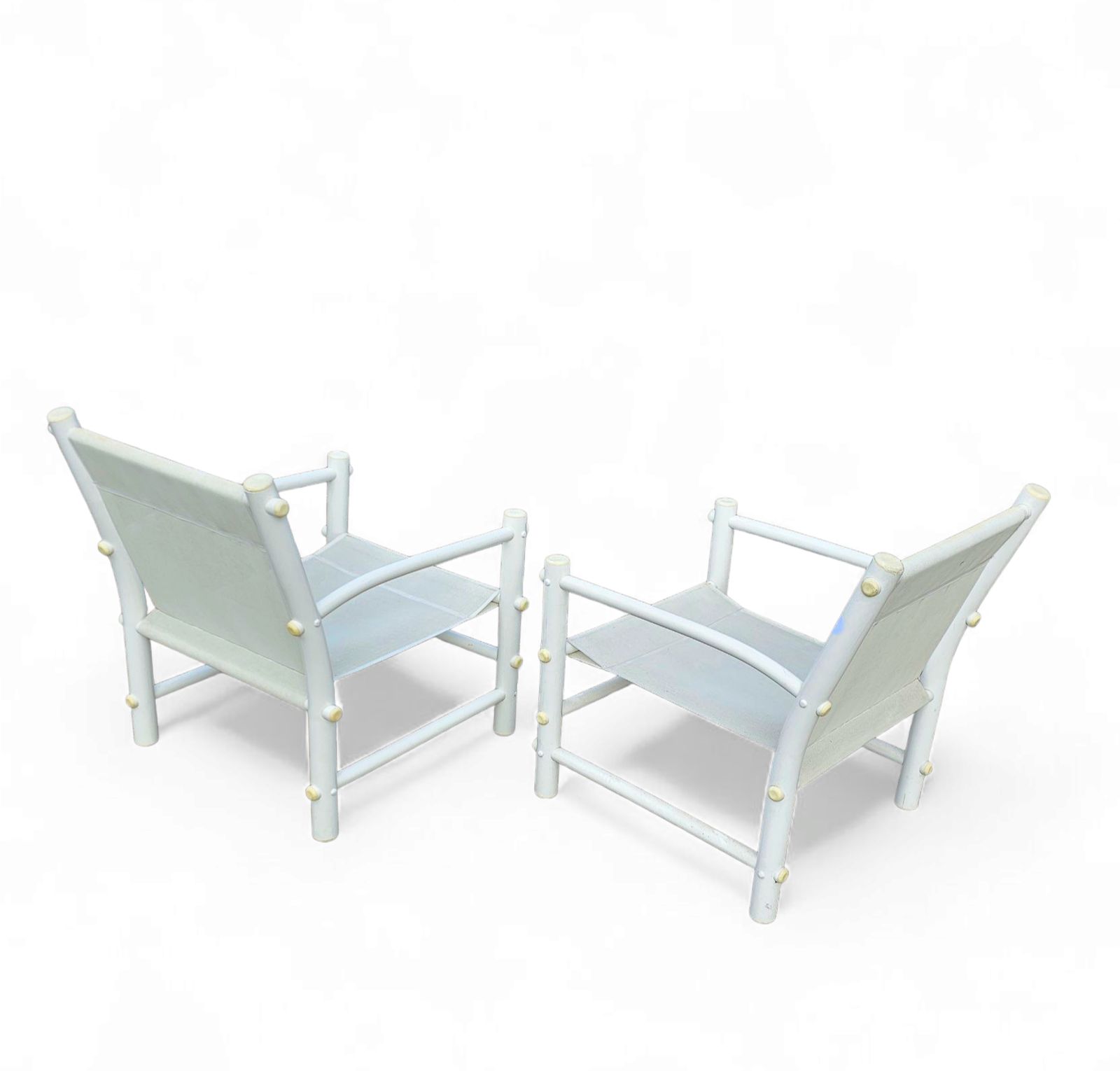 2 X Plastic / Pvc Pipe / Mesh / Indoor / Outdoor Chairs / 1970s photo vintage