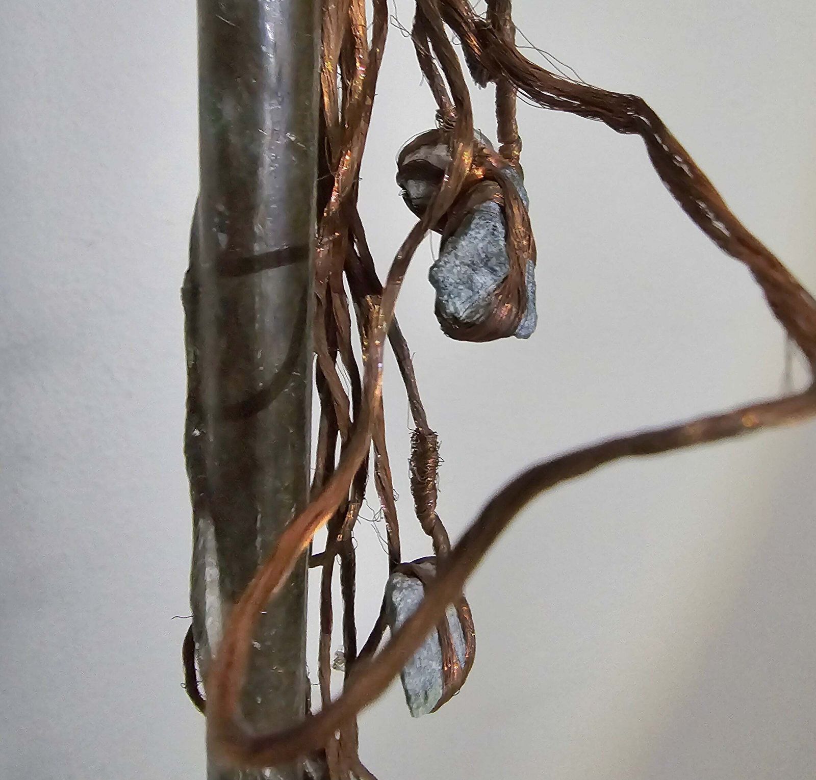 photo vintage Rare Floor Lamps With Little Stones In Copper Wire / Labeled Sap