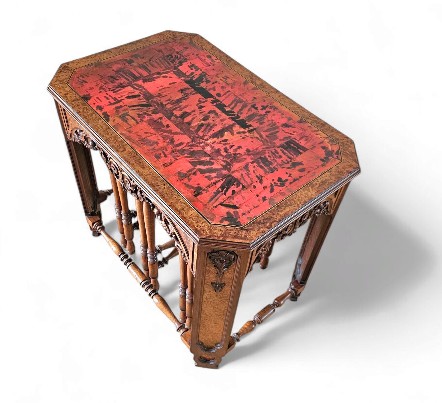 photo furniture Art Deco / Nesting Table 3 X / Attributed To Maison Franck / Inlaid Tortoiseshell Top / 1920
