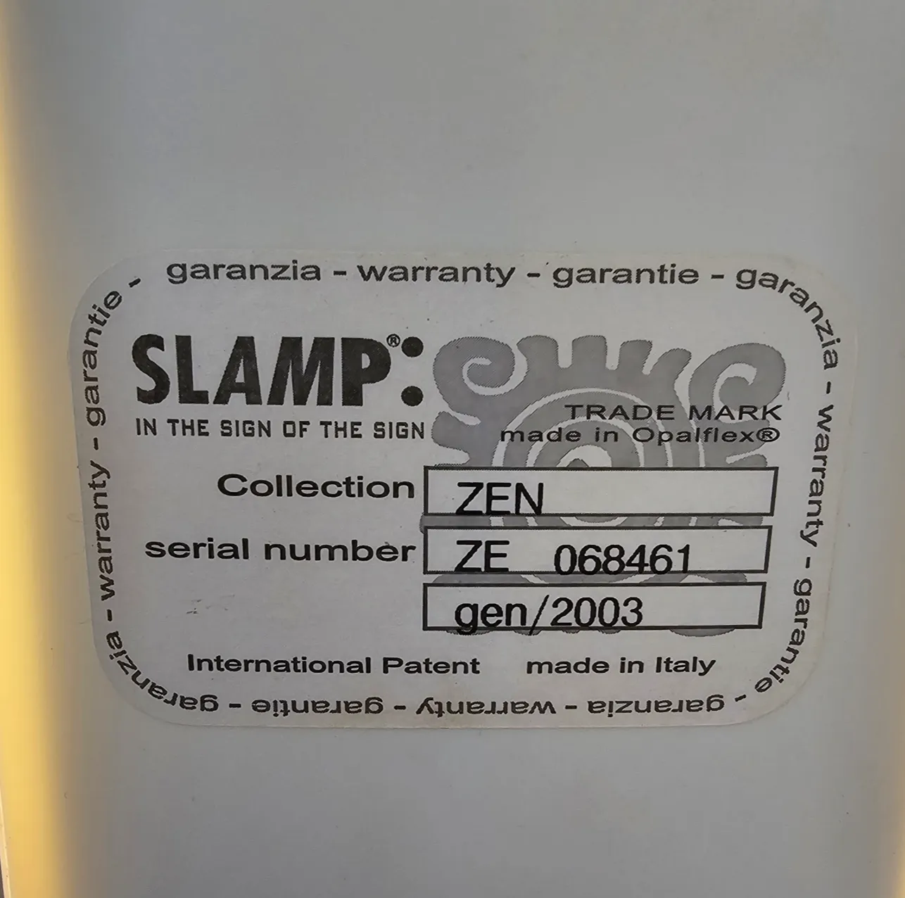 2 X Slamp Lamp / Samuel Parker / Zen Lamp / 2003 / Italy photo 423.0