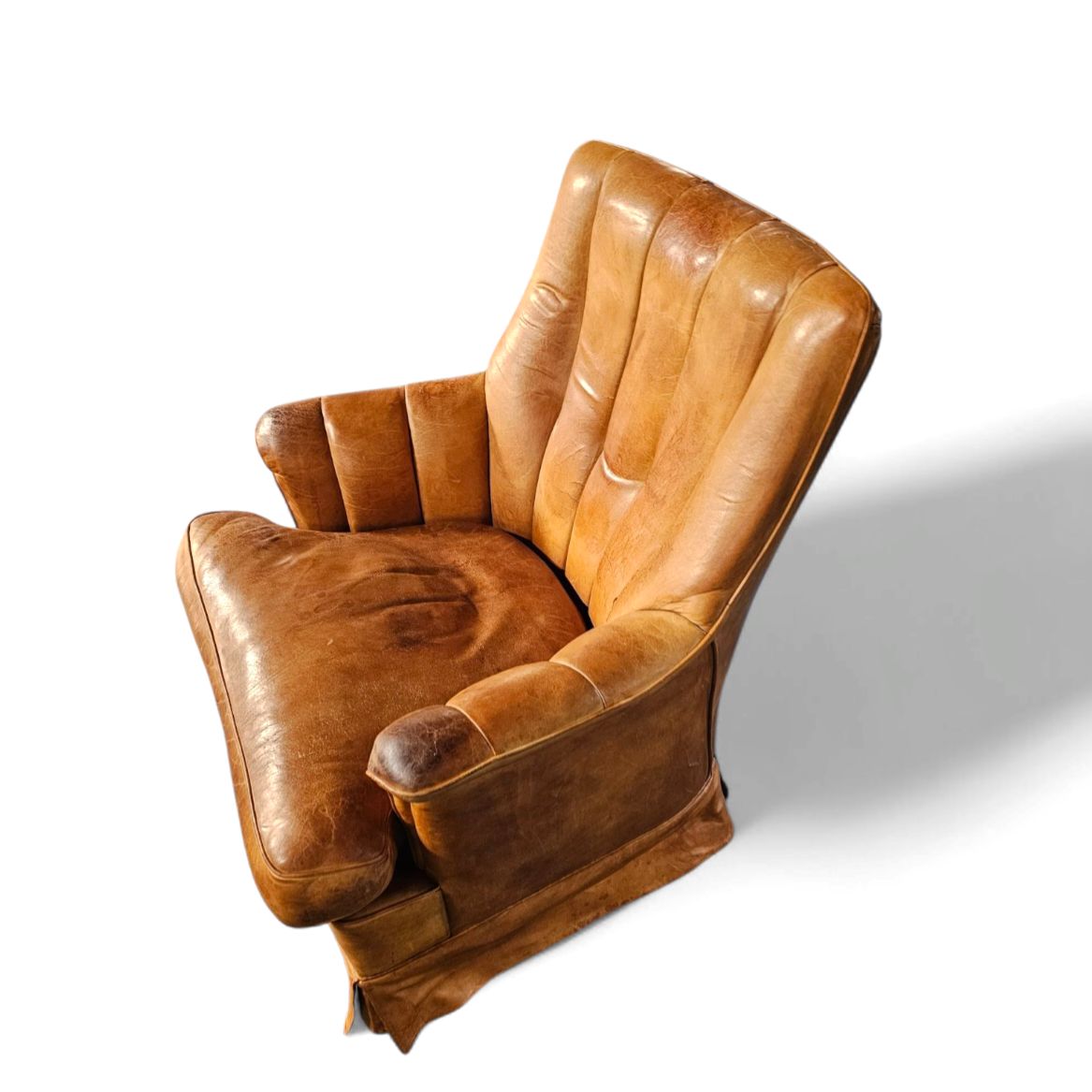 Sheep Leather Club Chair 1970s With Magazine Holder photo for sale