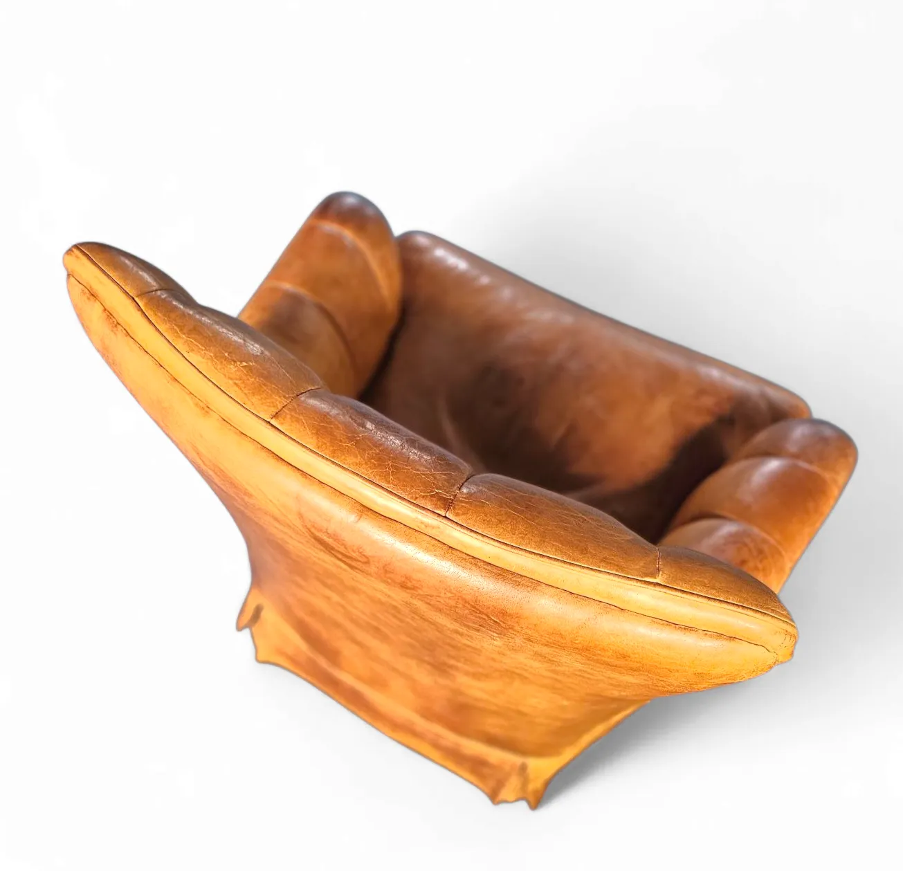 Sheep Leather Club Chair 1970s With Magazine Holder photo vintage
