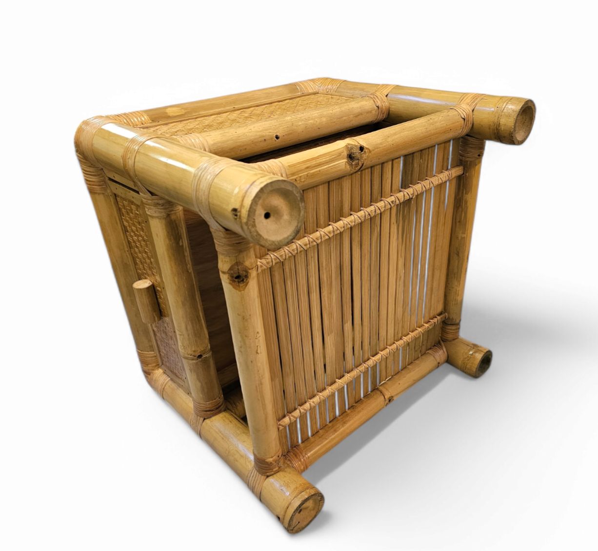 photo buy 2 X Bamboo Night Stands / Side Tables / 1980s