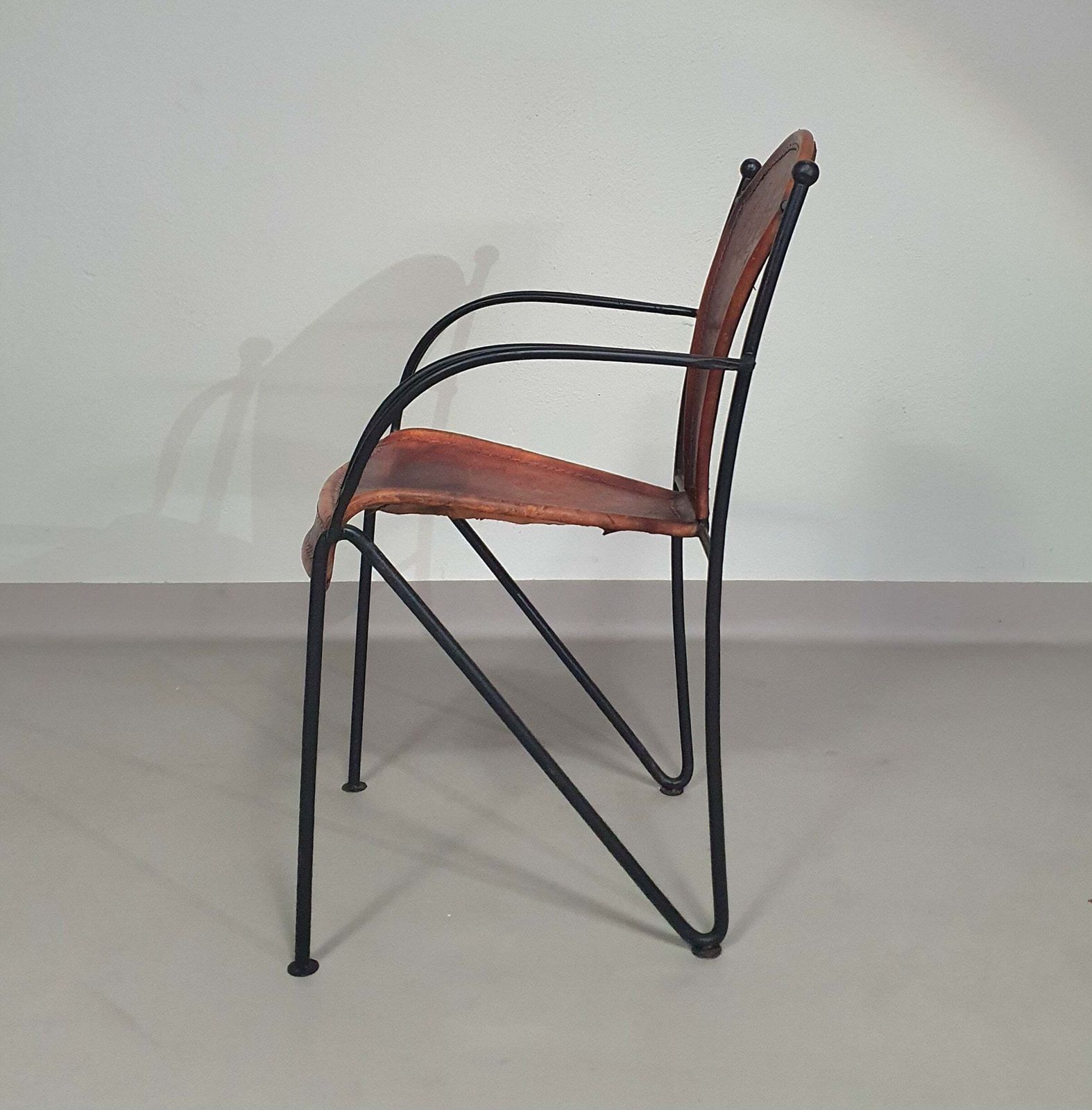 24 Chairs In Leather And Solid Wrought Iron photo buy