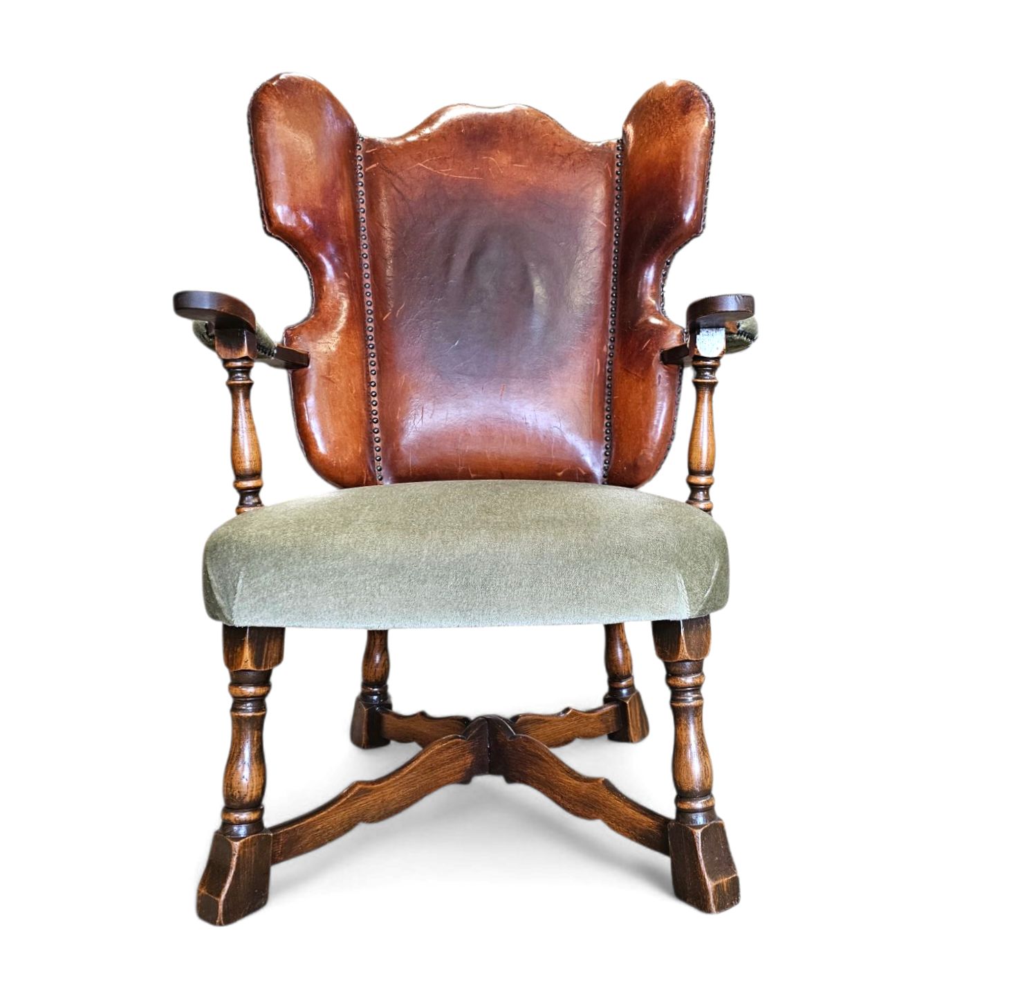 Rare Leather And Oak Wing Chair Designed By Theo Ruth For Artifort / F 297 From 1949 photo buy
