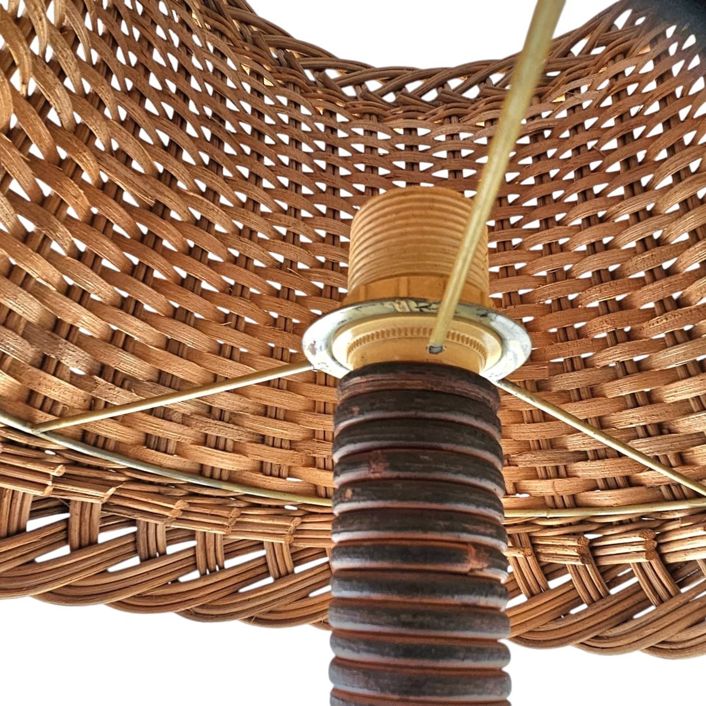 Scandinavian Rattan / Wicker Table Lamp photo for sale