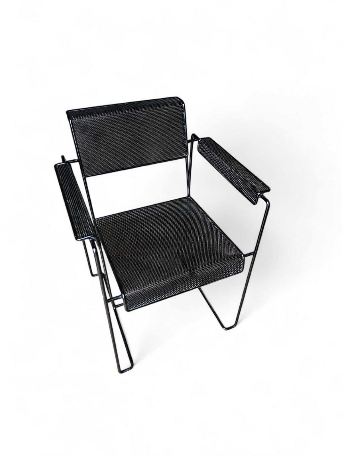 4 X Minimalist Steel Perforated Chairs / Netherlands 1970s photo Furniture