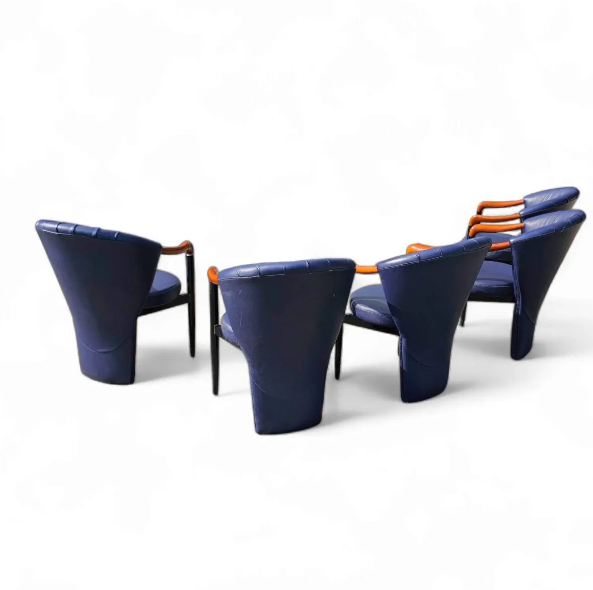 6 X Costantini Arm Chair /Dark Blue Leather photo 1582.0