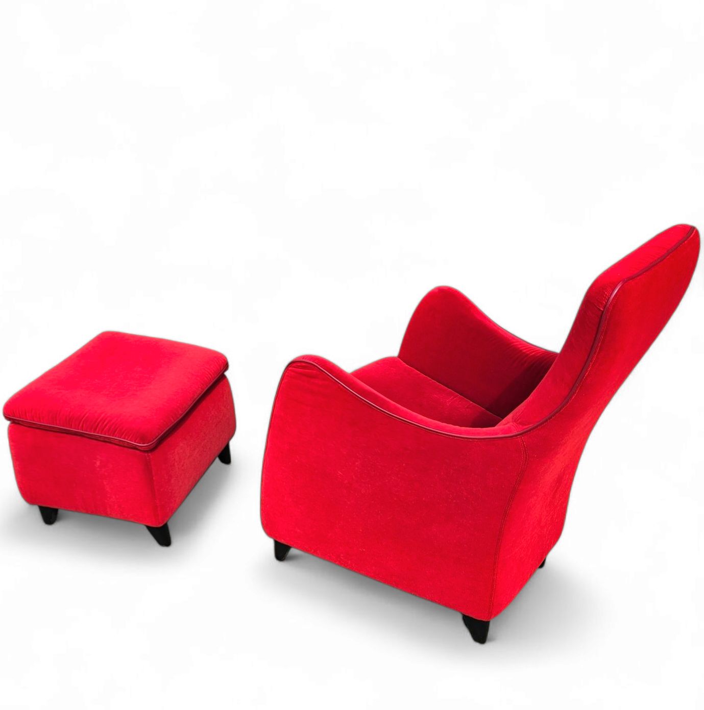 Senta Armchair / Hocker / Ottoman By Gerard Van Den Berg For Wittmann / Red Velvet Upholstery / Marked Stunning Condition photo buy