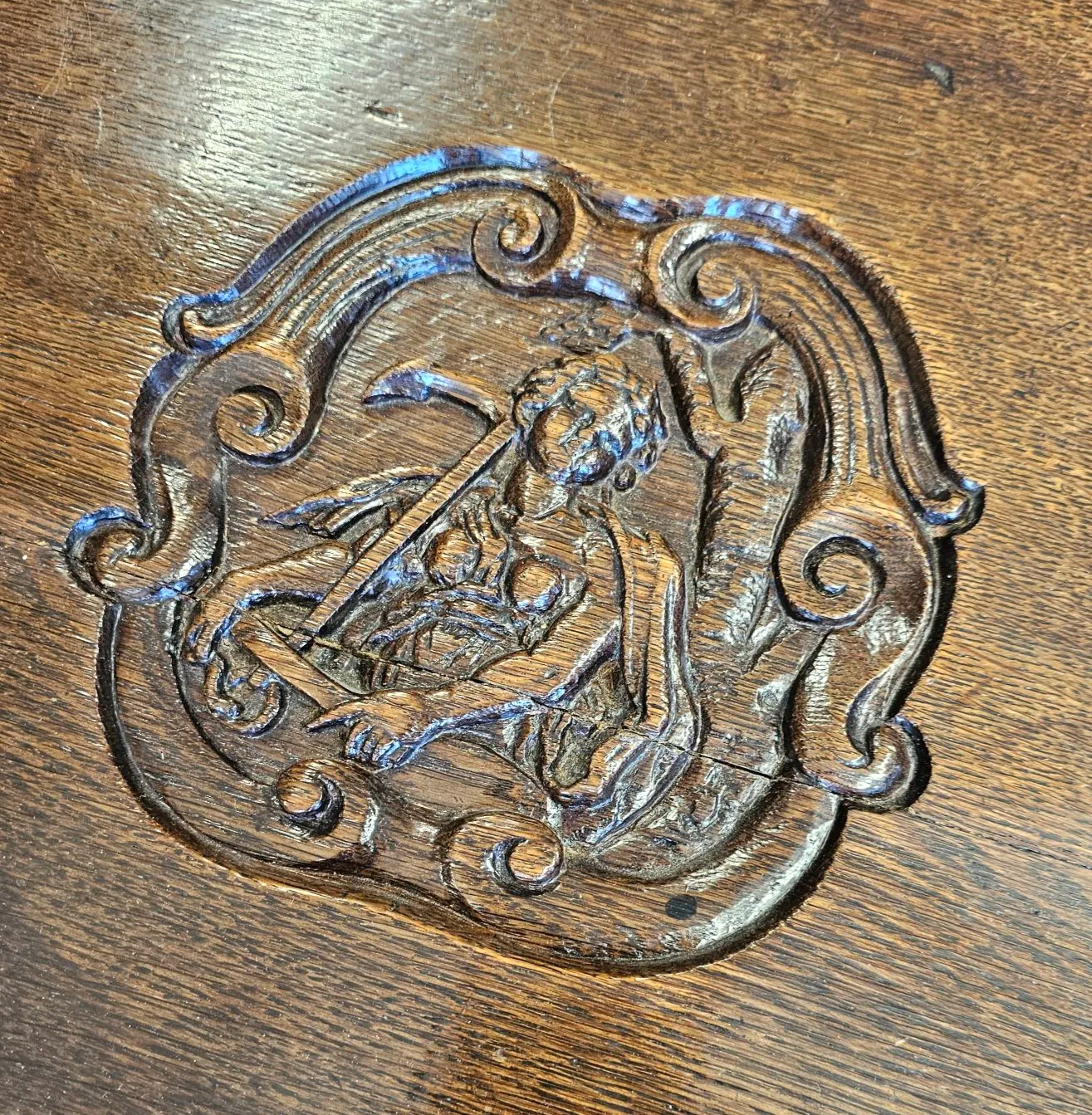 Antique Tripot Carved Folding Table / Netherlands / Oak /19th Century Circa 1880. photo furniture