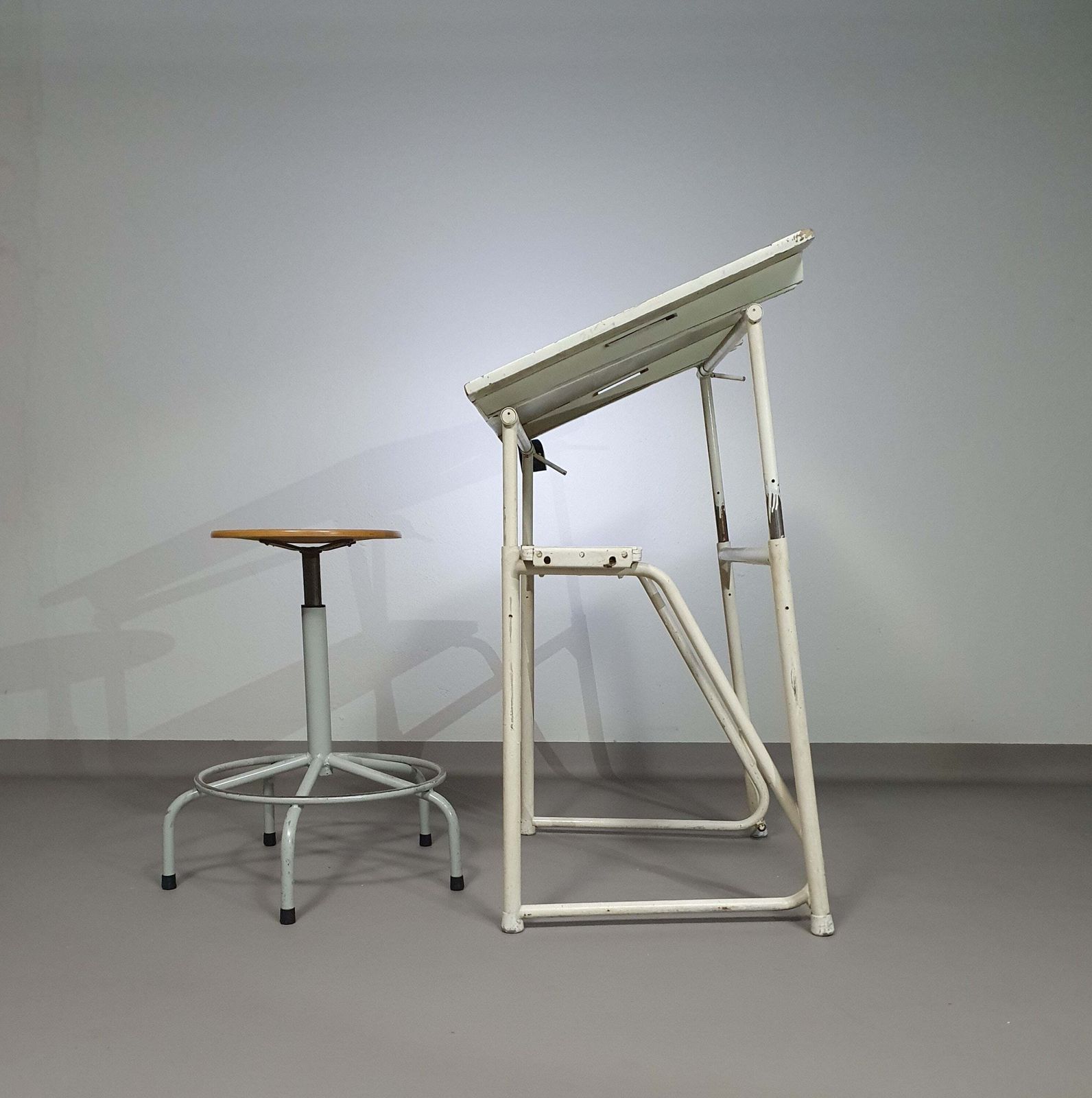 Vintage Industriële Tekentafel Bureau Industrial Desk Drawing Table