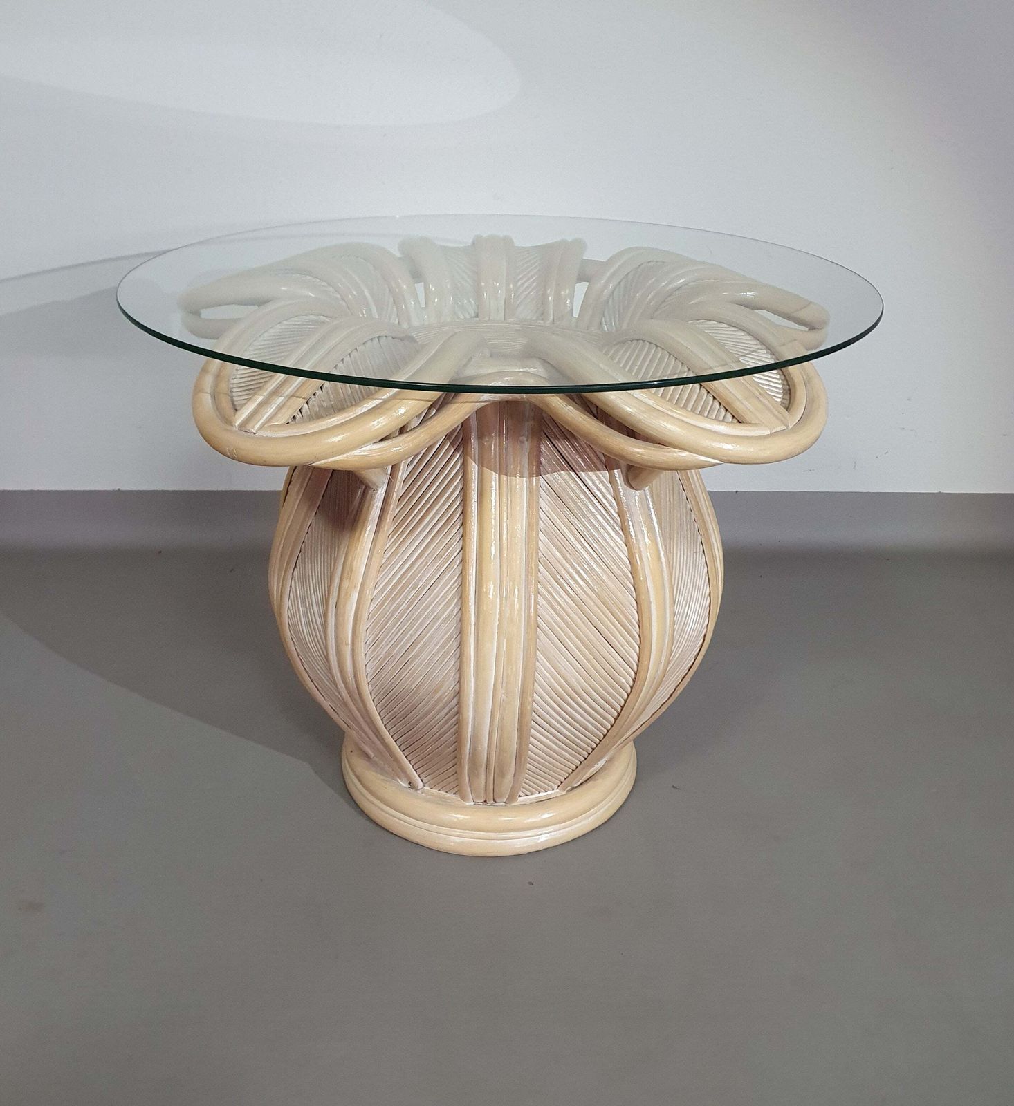 Split Reed / Pencil Reed / Rattan / Bamboo Bell Flower Side Table.