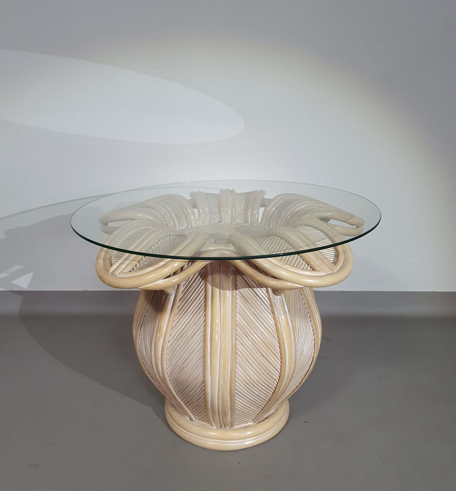 Split Reed / Pencil Reed / Rattan / Bamboo Bell Flower Side Table. photo furniture