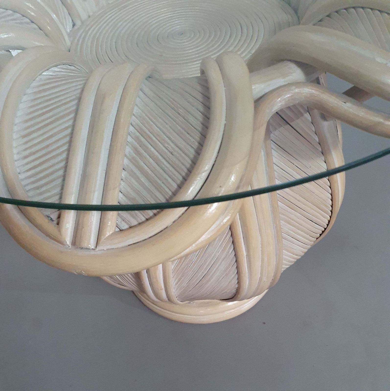 Split Reed / Pencil Reed / Rattan / Bamboo Bell Flower Side Table. photo for sale