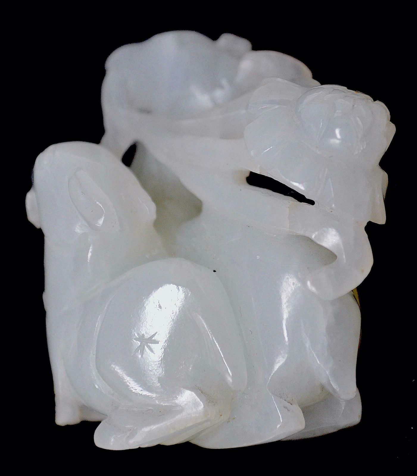 White Jade Carving Of A Ram, Chinese Jade photo Art