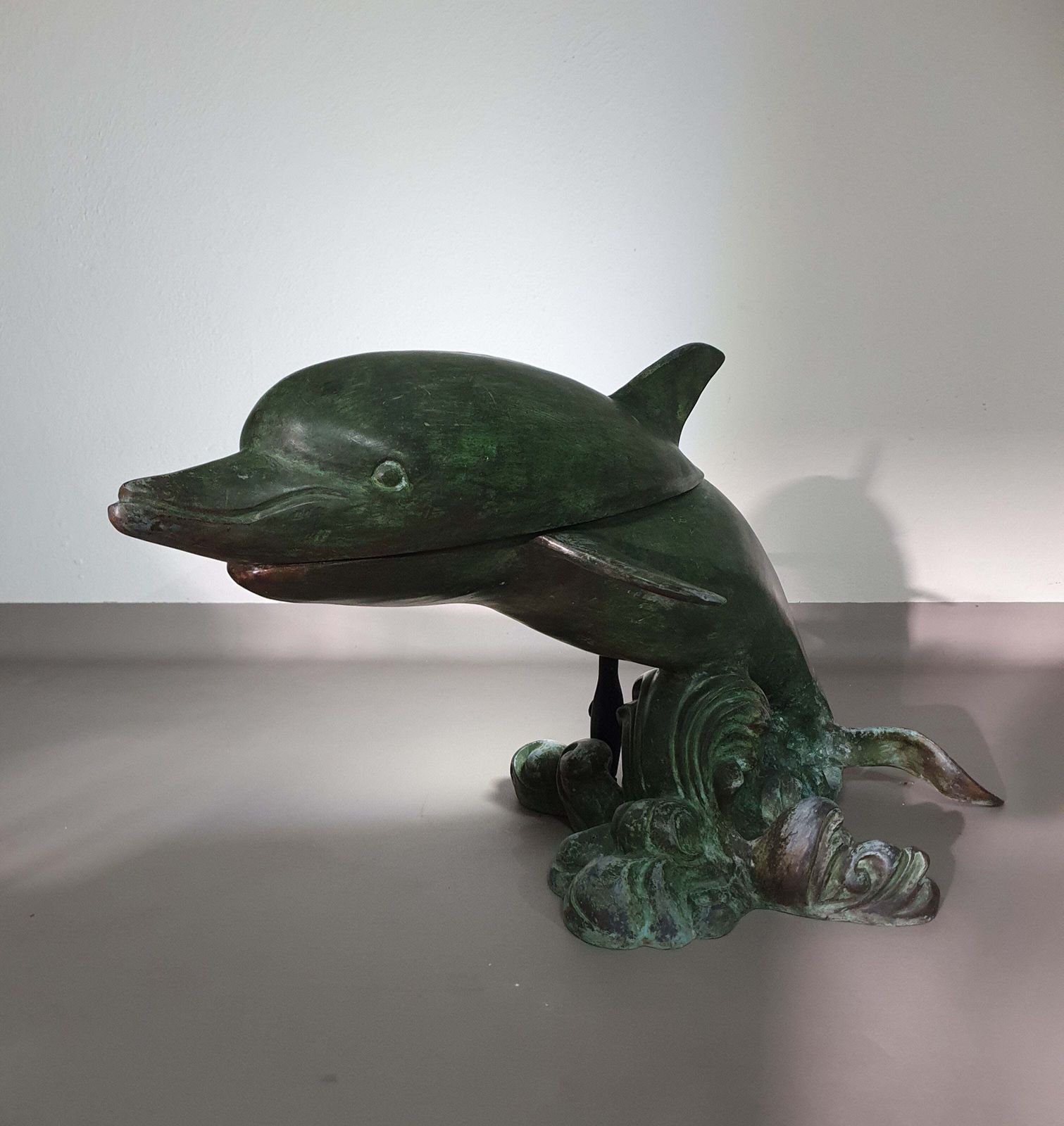 Bronze Dolphin Coffee Table 1970s. New Oval Glass Top Later This Week. Width 100 Height 55 Depth 55 Cm photo vinterior