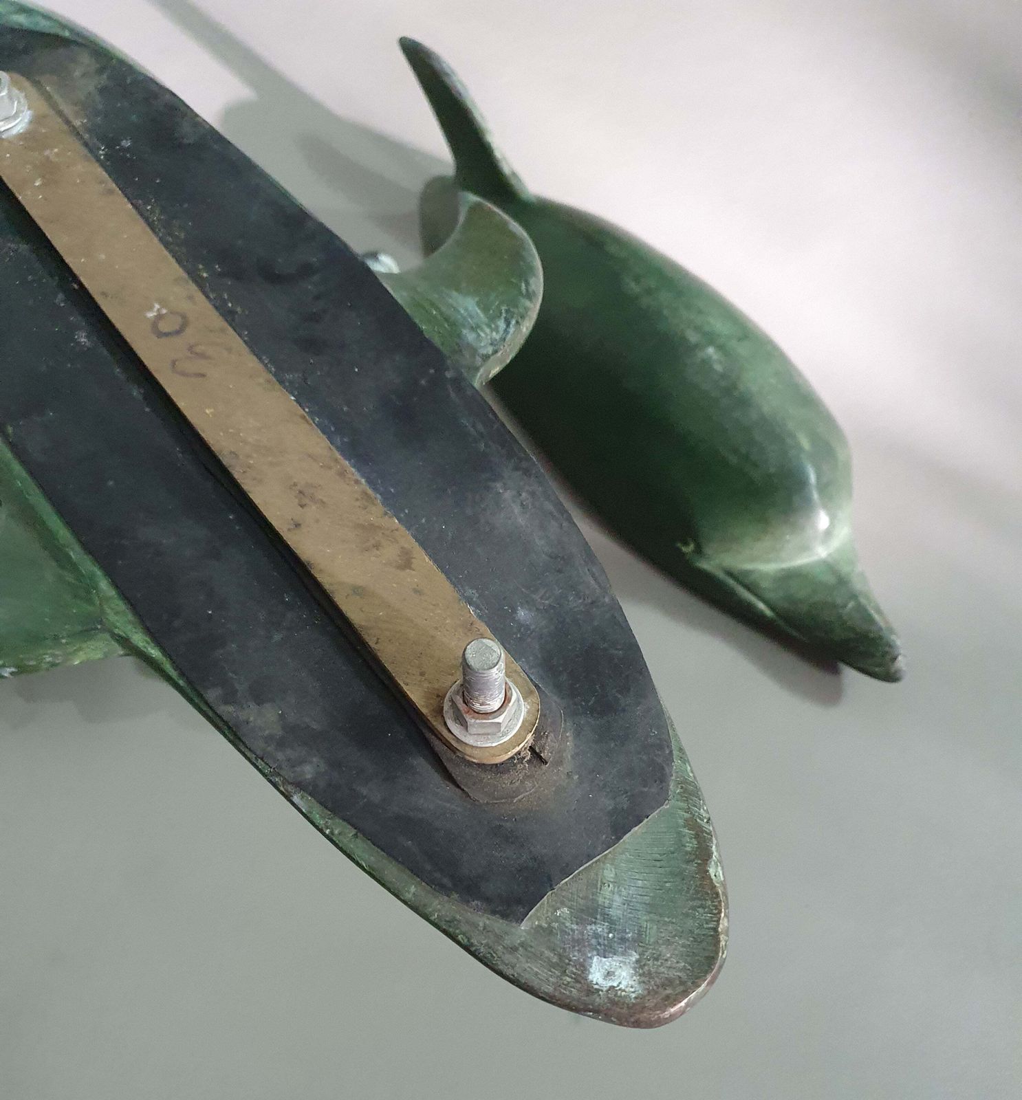photo vinterior Bronze Dolphin Coffee Table 1970s. New Oval Glass Top Later This Week. Width 100 Height 55 Depth 55 Cm