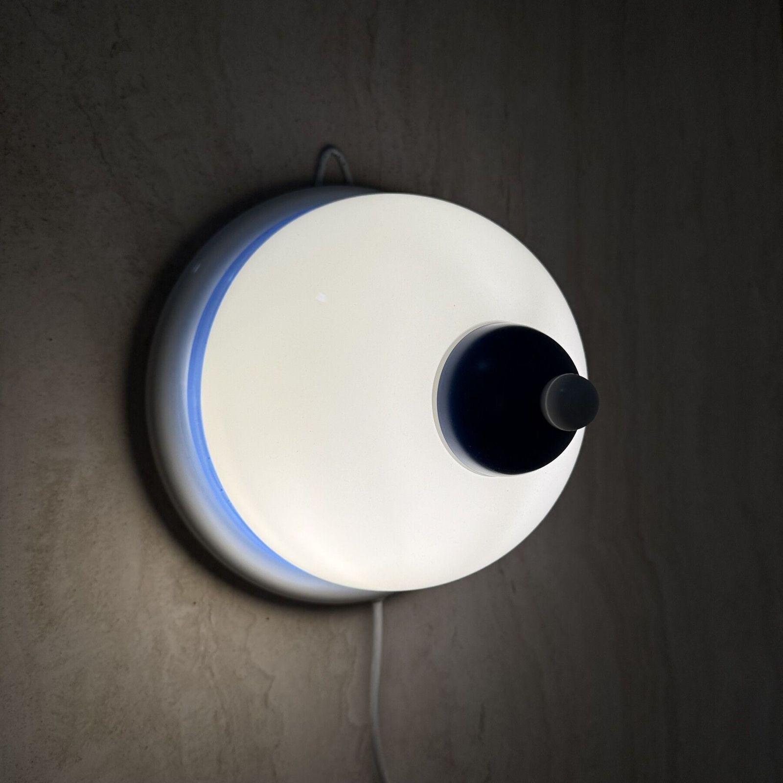 Vintage Glass Blue And White Wall Lamp Sconce , 1970s photo furniture