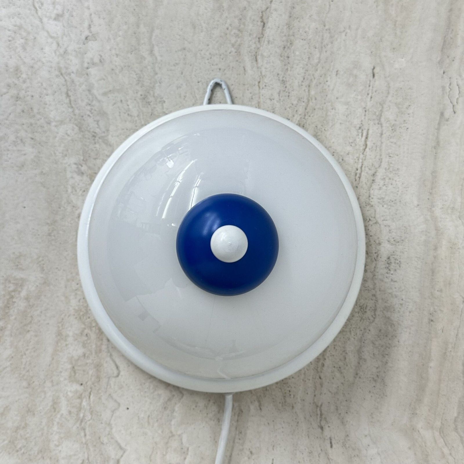 Vintage Glass Blue And White Wall Lamp Sconce , 1970s photo Lighting