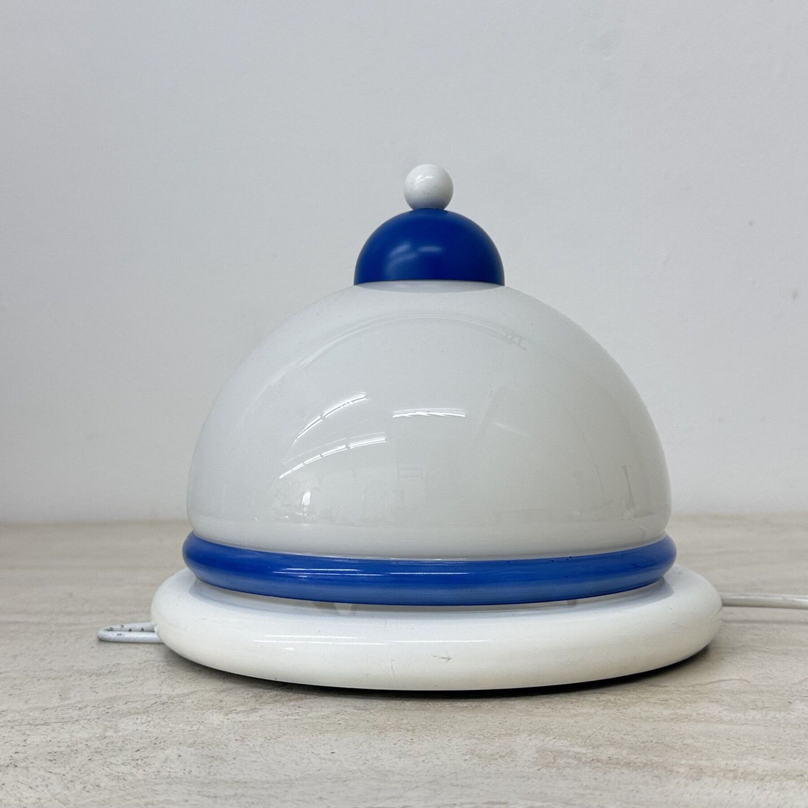 Vintage Glass Blue And White Wall Lamp Sconce , 1970s photo buy