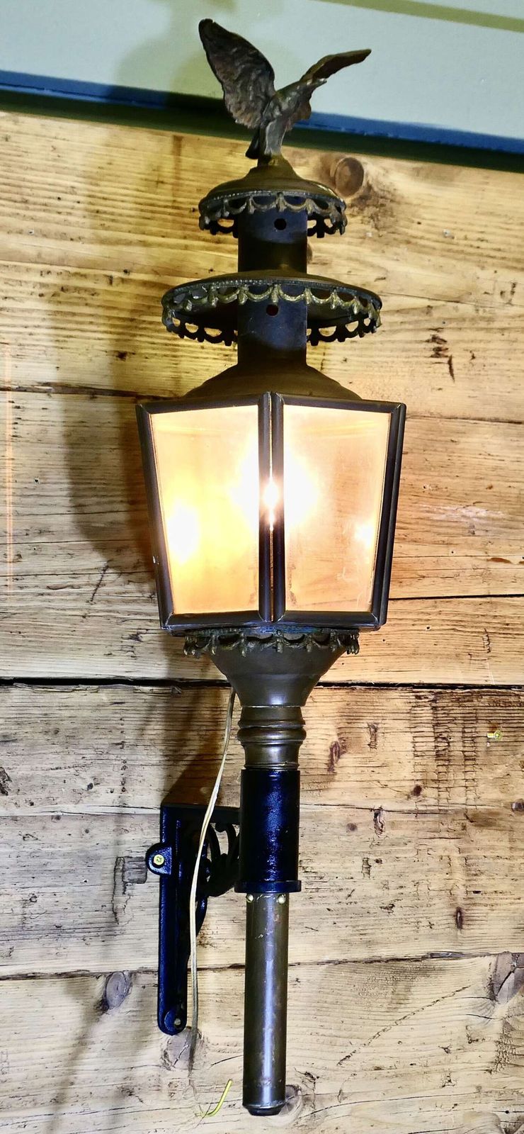 A Large Brass Carriage Light With Eagle, Wall Light photo vinterior