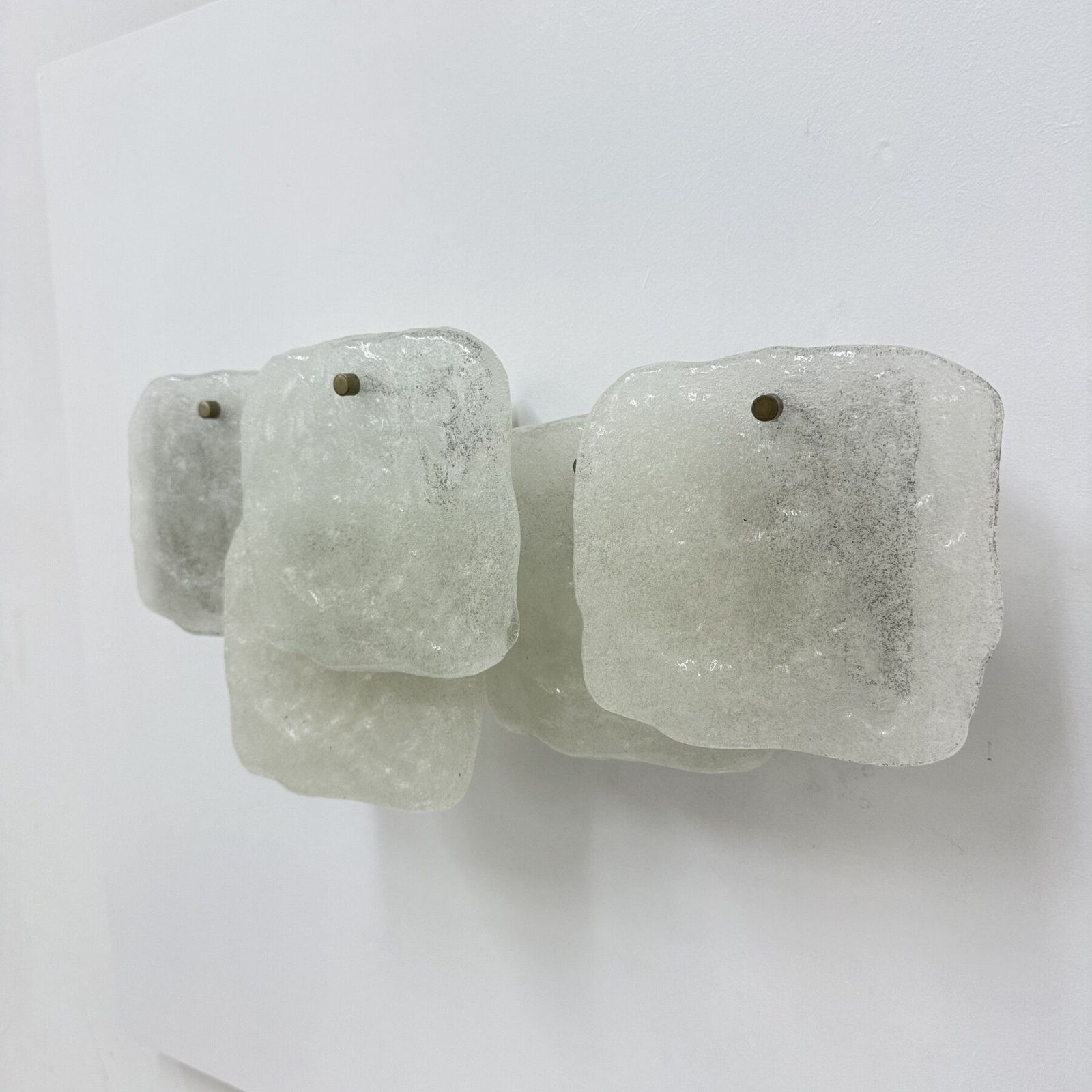 photo for sale Modernist Frosted Ice Glass Wall Lamp Attributed To J. T. Kalmar For Kalmar, 1960s