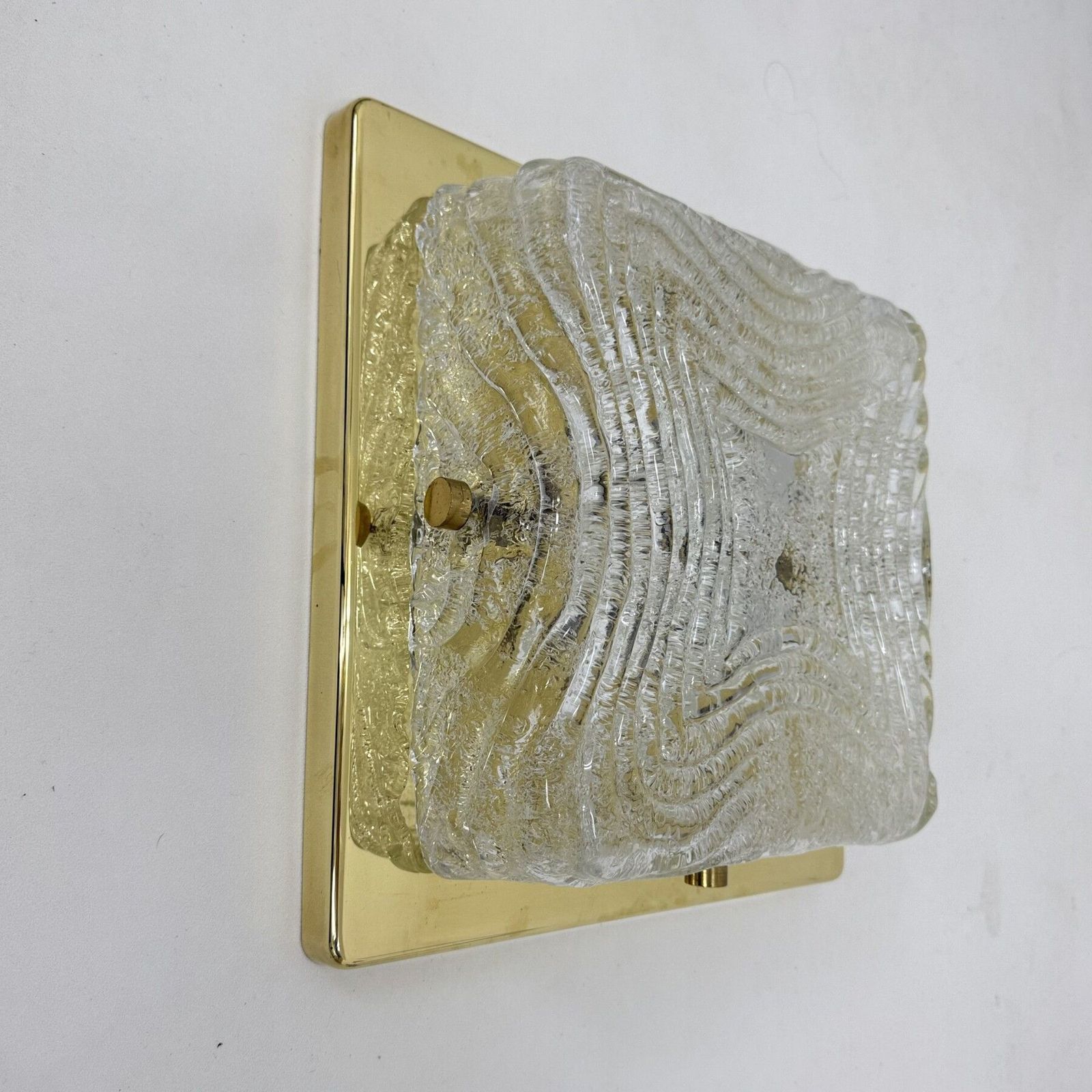 Ceiling Lamp Flush Mount In Murano Glass And Brass From Hillebrand , 1970s photo vinterior