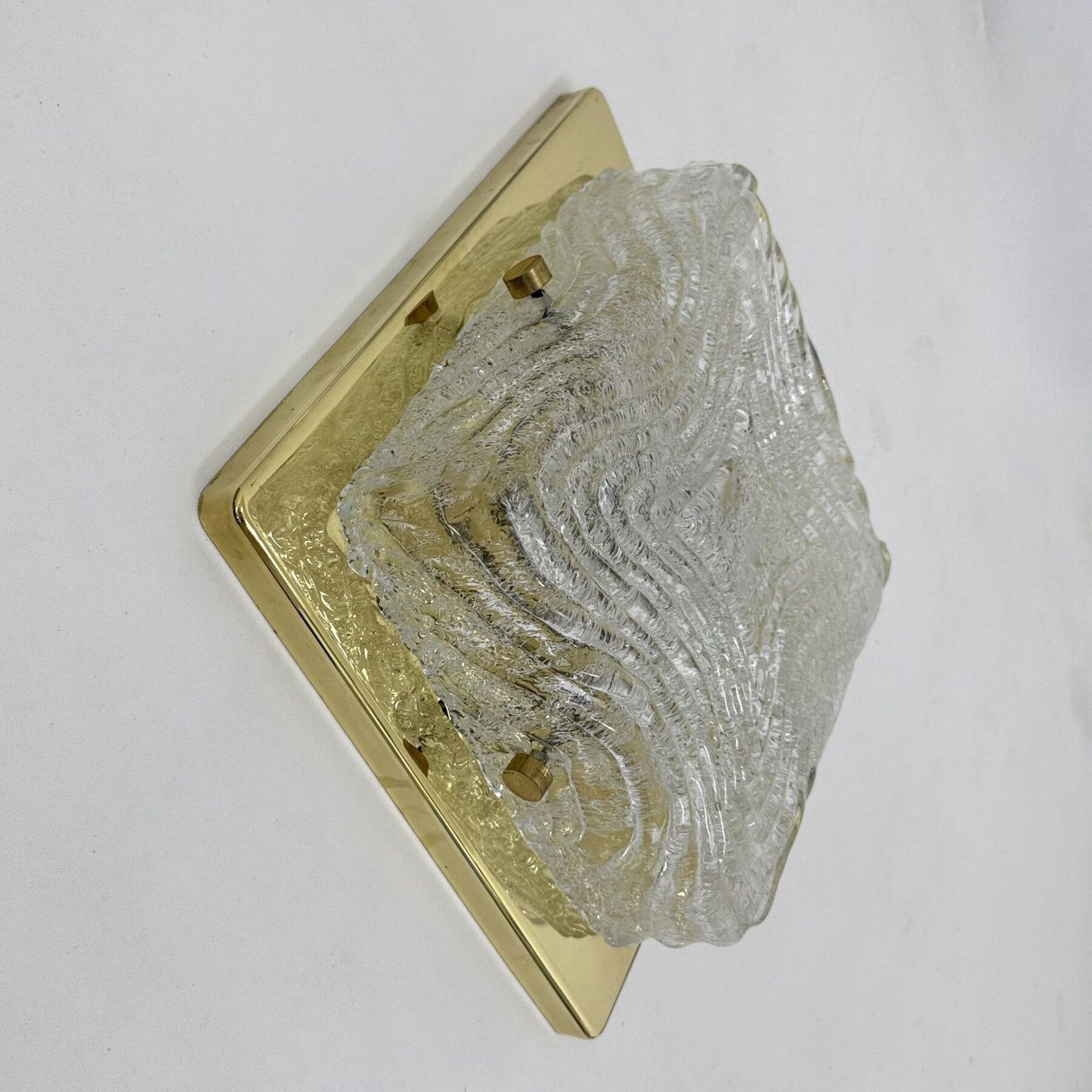 photo for sale Ceiling Lamp Flush Mount In Murano Glass And Brass From Hillebrand , 1970s