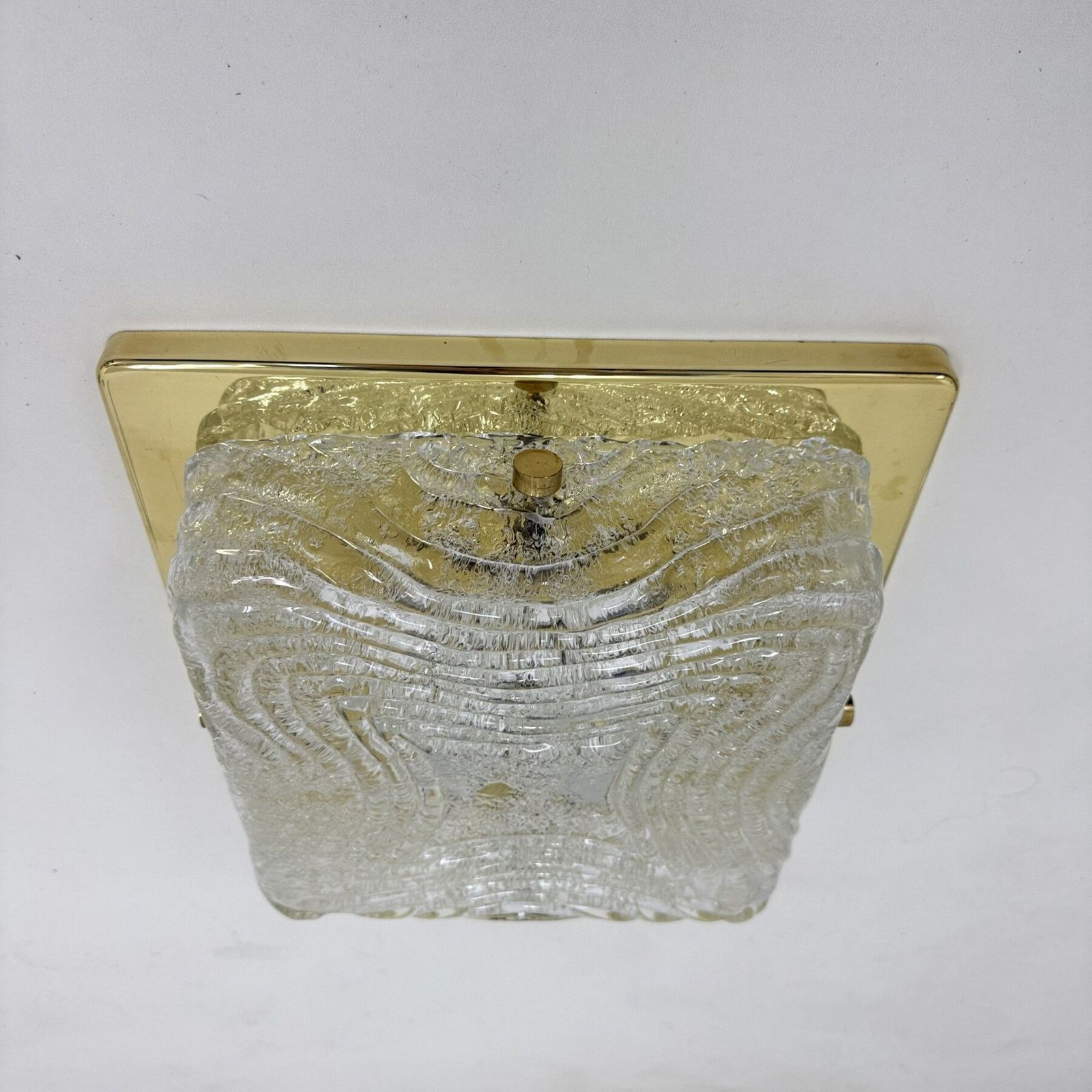 photo vinterior Plafondlamp Opbouw In Muranoglas En Messing Van Hillebrand, Jaren 1970