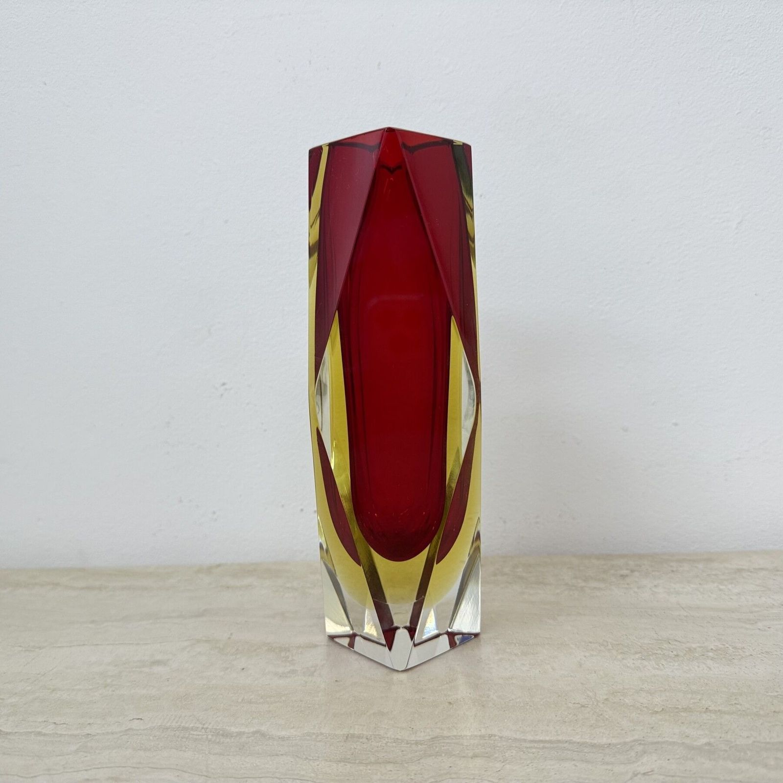 Murano Sommerso Glass Faceted Vase By Flavio Poli , 1970s photo for sale