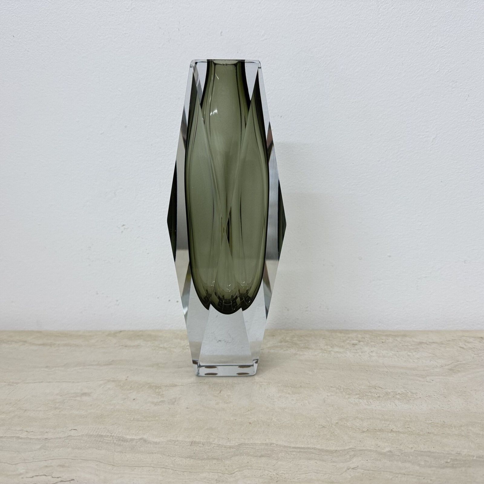 Murano Sommerso Glass Faceted Vase By Flavio Poli , 1970s photo vinterior