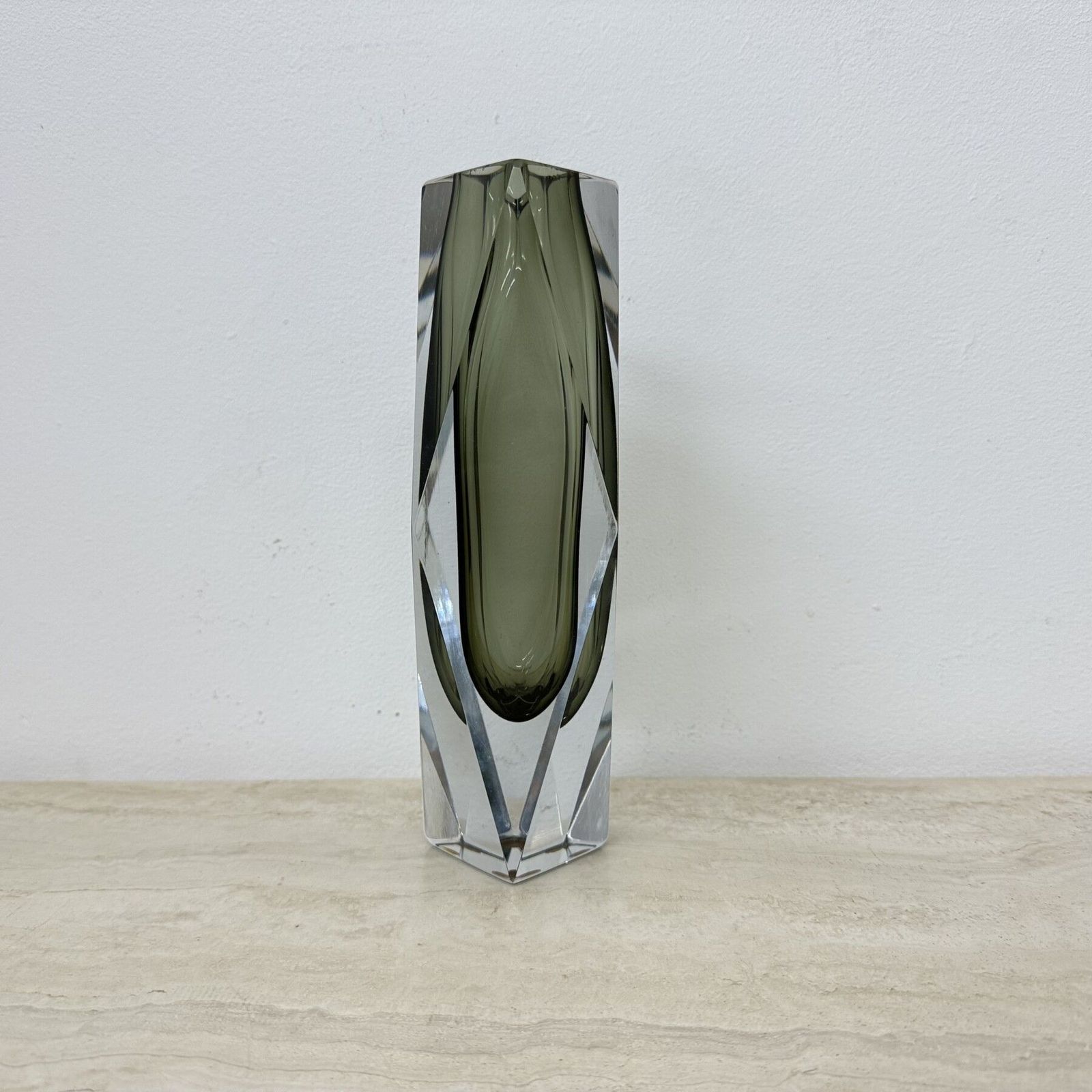 photo furniture Murano Sommerso Glass Faceted Vase By Flavio Poli , 1970s