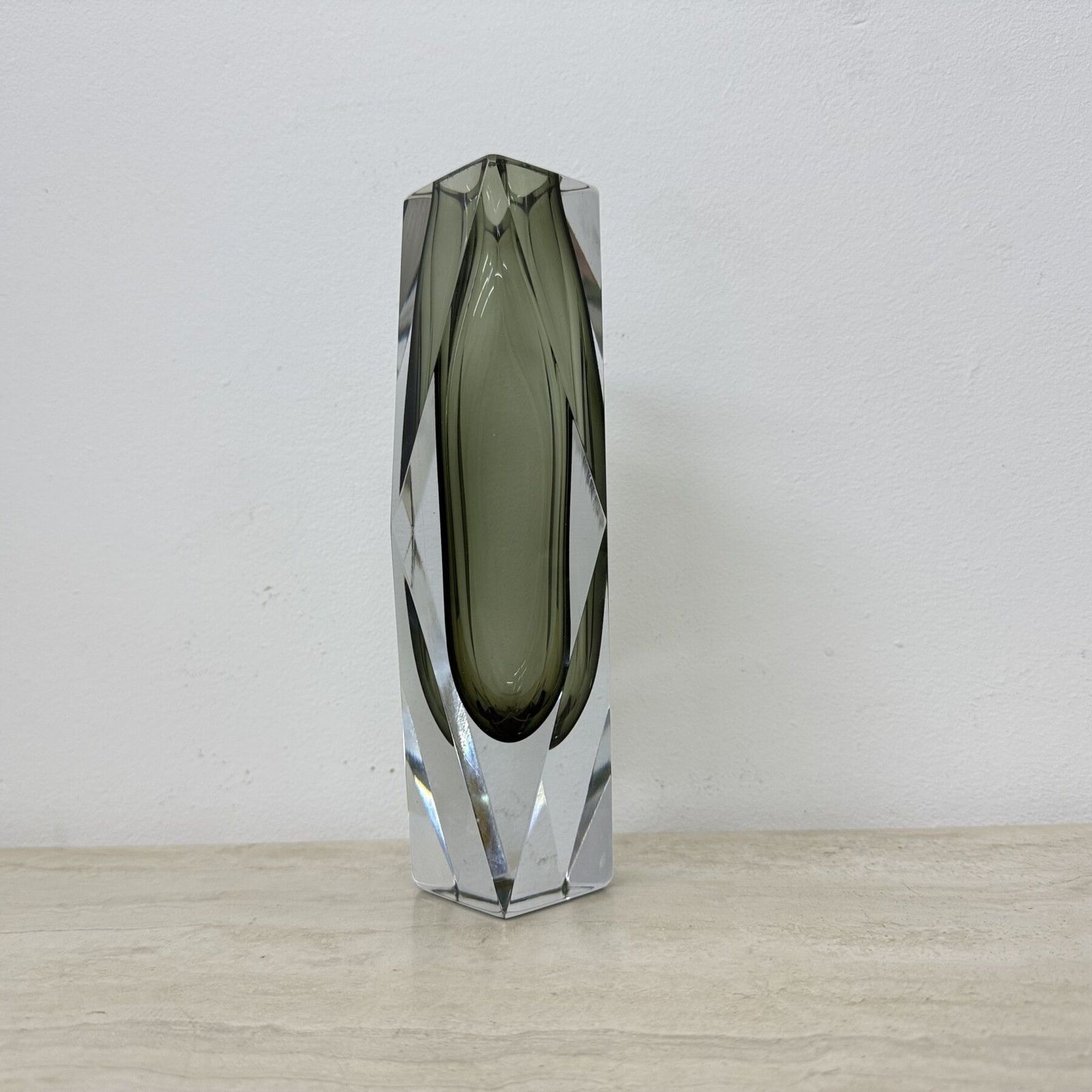 Home Decor Murano Sommerso Glass Faceted Vase By Flavio Poli , 1970s photo