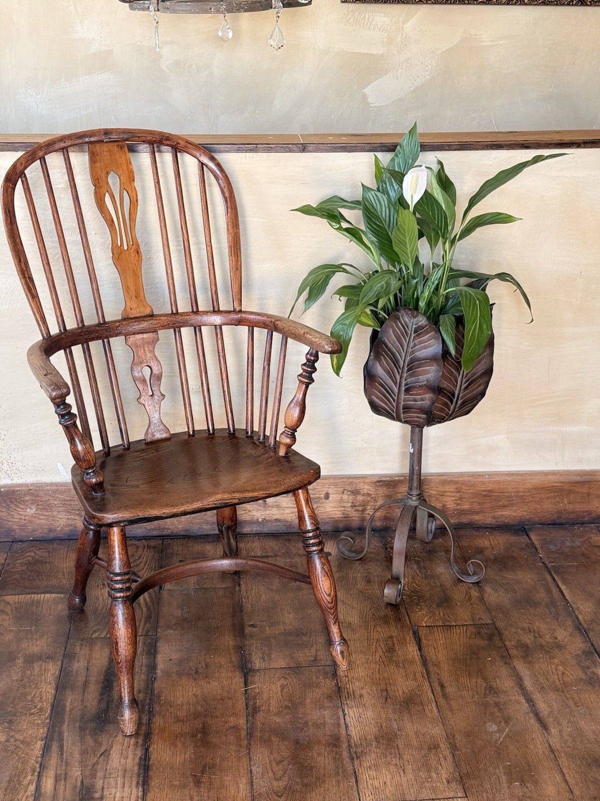 Antique Original Yorkshire Crinoline Stretcher Windsor Elm & Ash Armchair Chair photo for sale