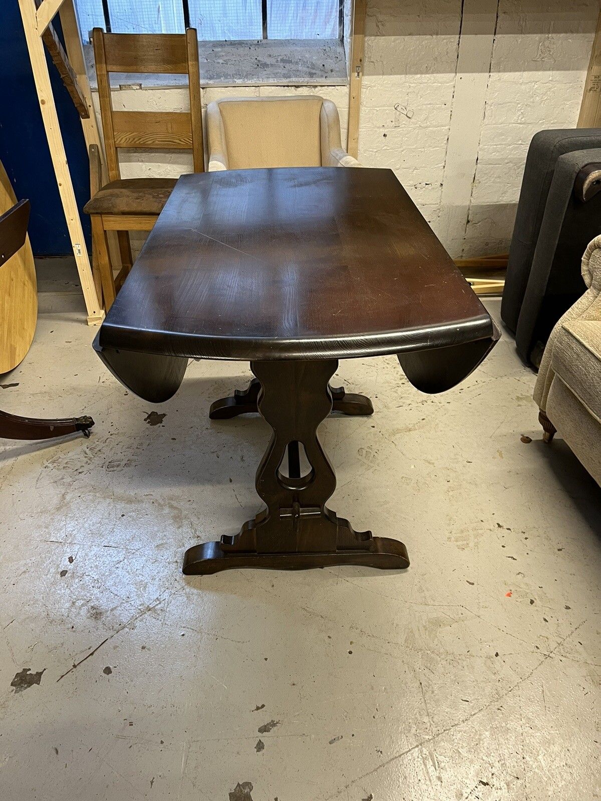 Large Vintage Gateleg  Etxtendable Oval  Barley Twist Drop Leaf  Dining Table photo Furniture
