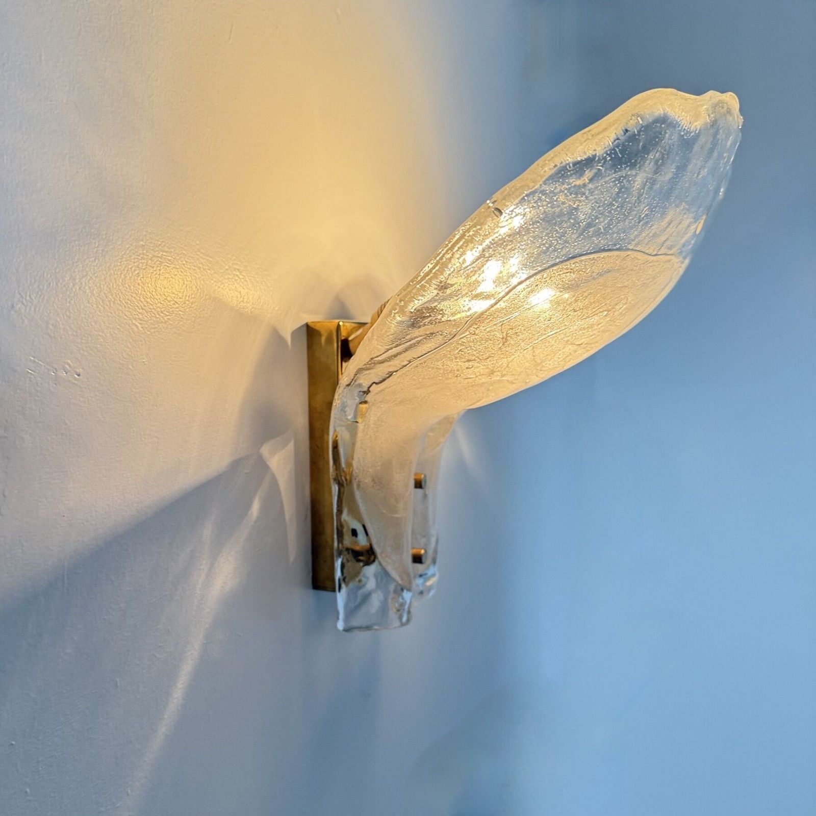 Large Brass And Melting Glass Petal Sconce Attributed To J. T. Kalmar For Kalmar, Austria, 1970s photo Lighting