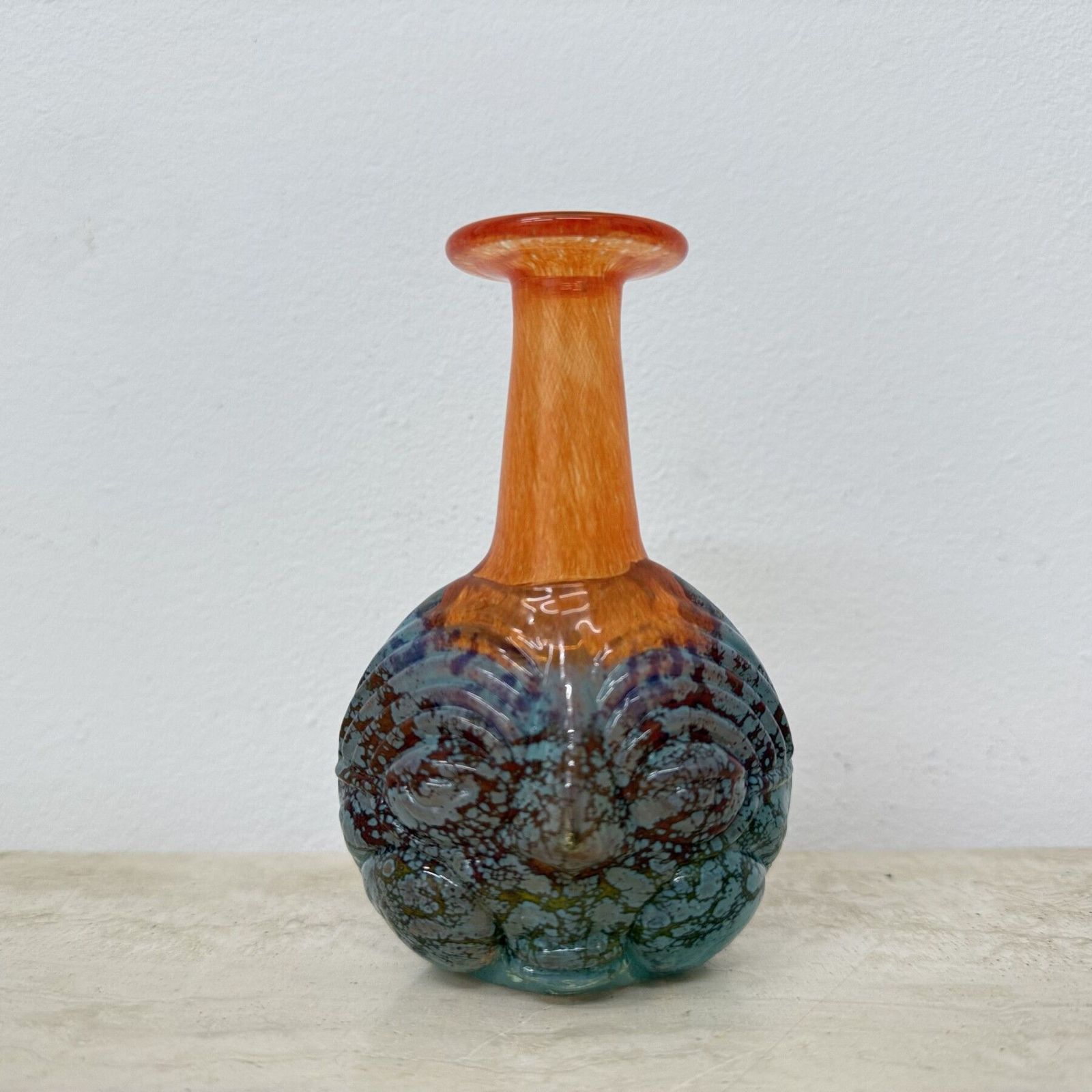 Rare Kjell Engman For Kosta Boda Sweden Vase Rio Face Glass Miniature Vase