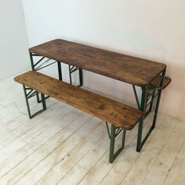 Vintage German Beer Table And Benches Of Custom Length photo for sale