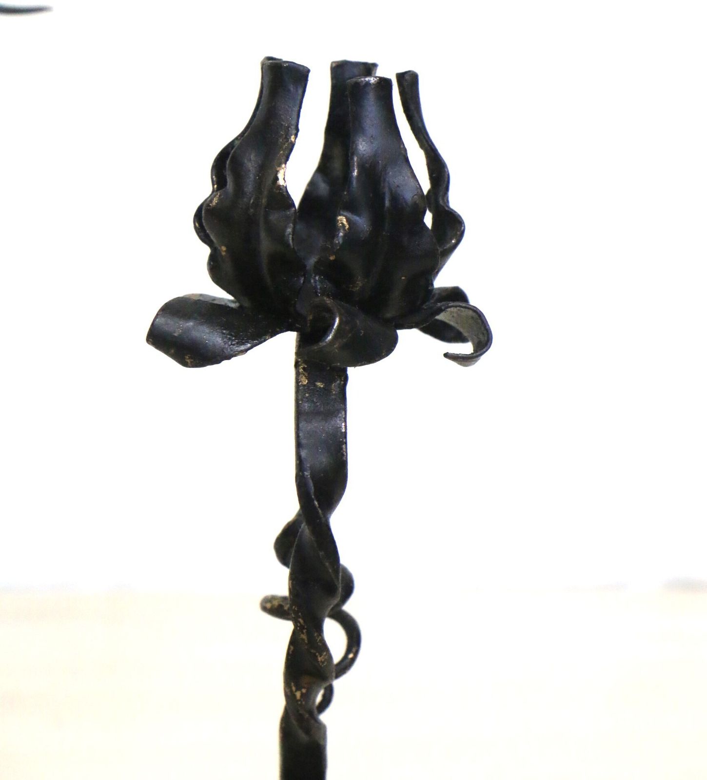 photo buy 3 Old French Wrought Iron Candlesticks Blacksmith Made Small Art Nouveau Period
